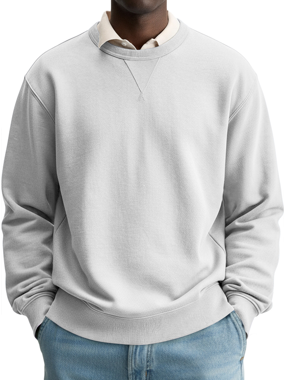 Herren Einfacher Rundhalsausschnitt Lässiger Bequemer Einfarbiger Sweatshirt-deurabatt