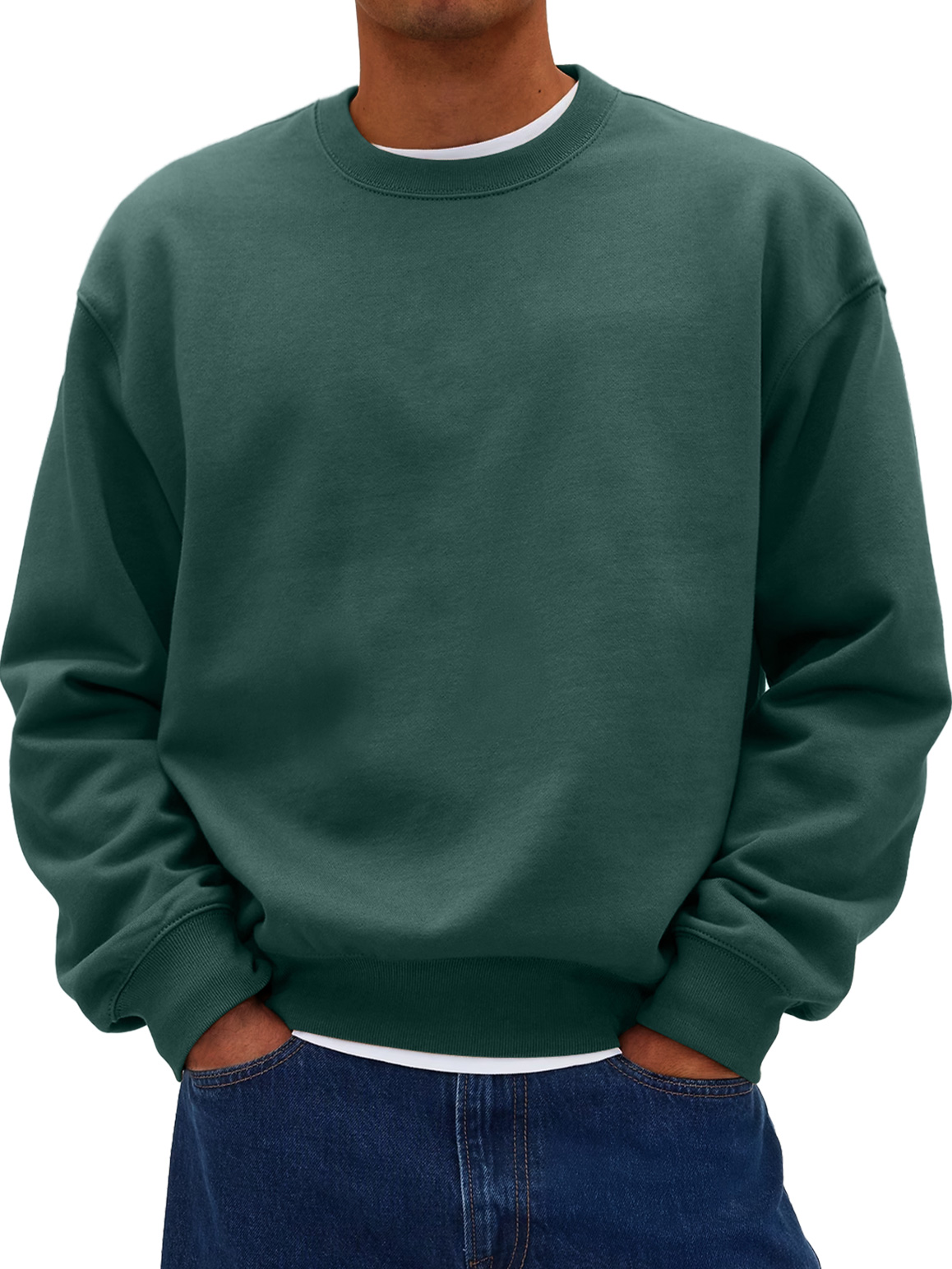 Herren Daily Rundhals Freizeit Baumwolle Einfarbig Sweatshirt-deurabatt