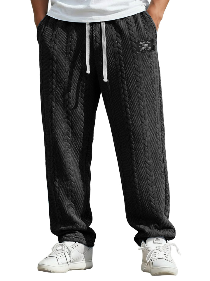 Herren Mode Freizeit Jacquard Stoff Locker sitzende Taschenhose-deurabatt