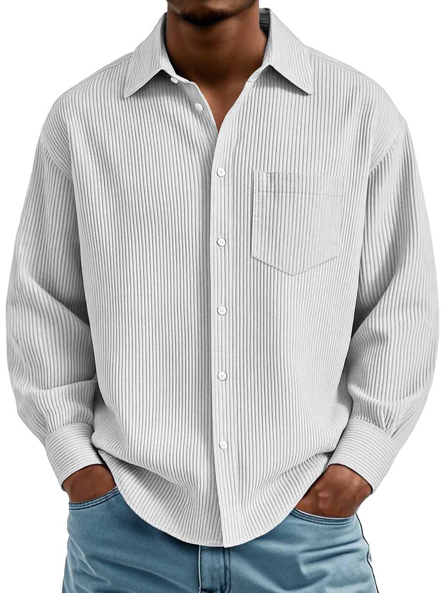 Herren Daily Rippstruktur Freizeit Tasche Bequem Langarmshirt-deurabatt