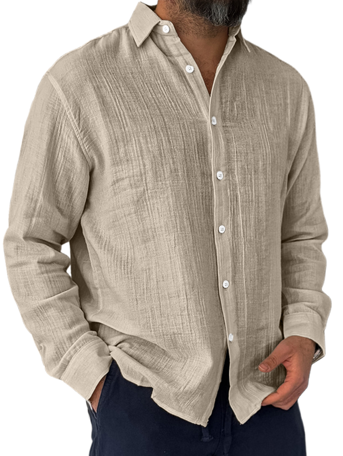 Herren Alltags Falten Freizeit Bequeme Langarmshirt-deurabatt