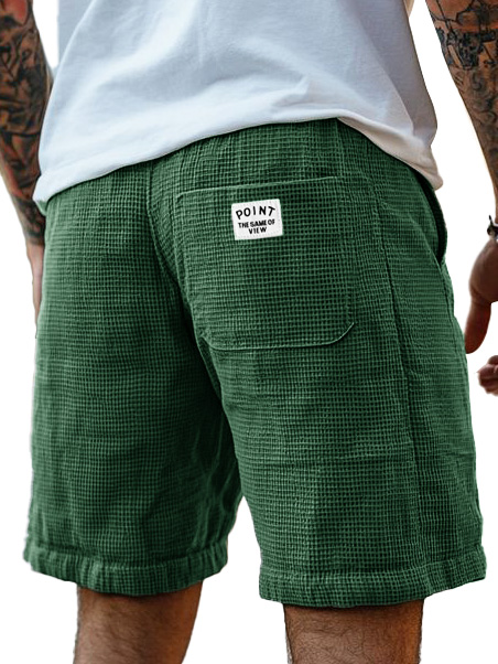 Herrenmode Freizeit Waffelstoff Logo gestickte Shorts-ZierMode