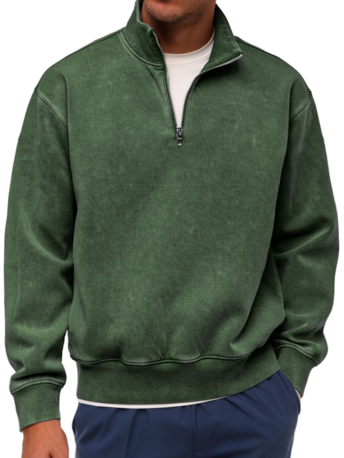 Herren Retro Mode Stehkragen Reißverschluss Lässiger Lockere Sweatshirt-deurabatt