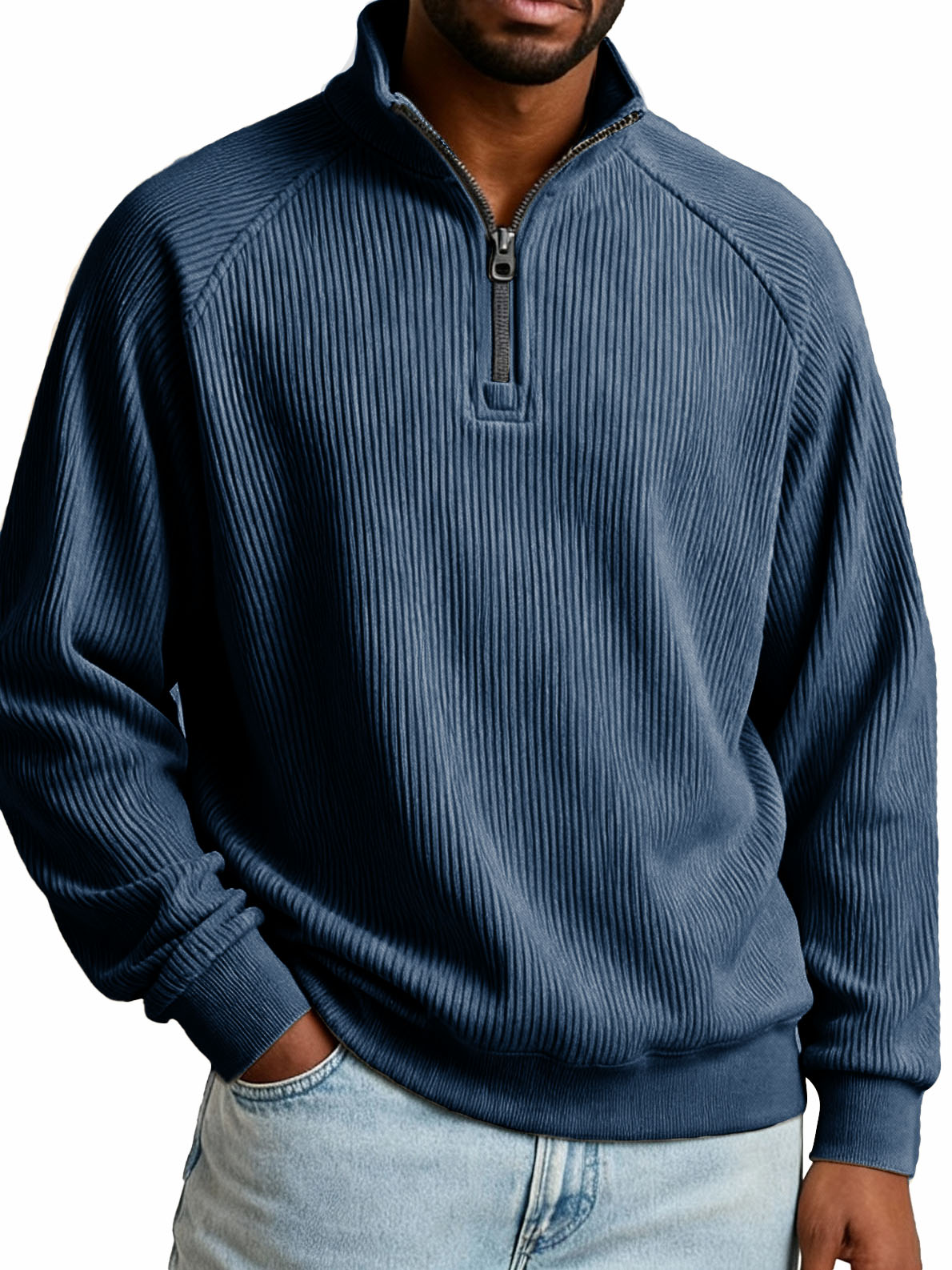 Herrenmode Freizeit Raglanärmel Stehkragen Langarm Sweatshirt-deurabatt