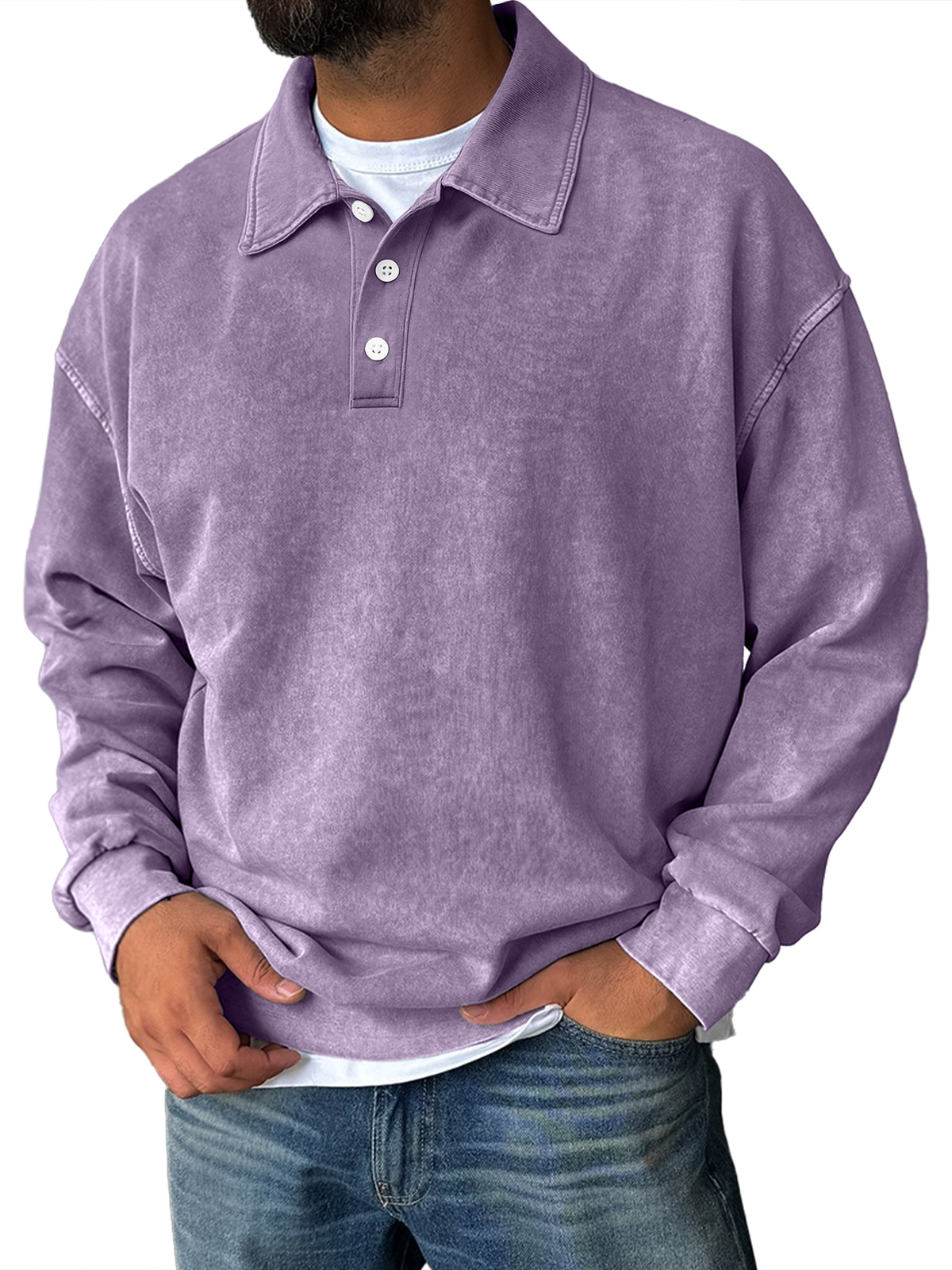 Herren Retro Alltagskragen Button-Down Bequemer Sweatshirt-deurabatt
