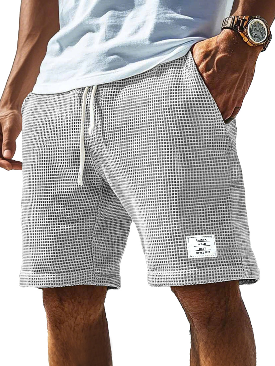 Herren Alltags Waffel Logo Kordelzug Komfort Shorts-ZierMode