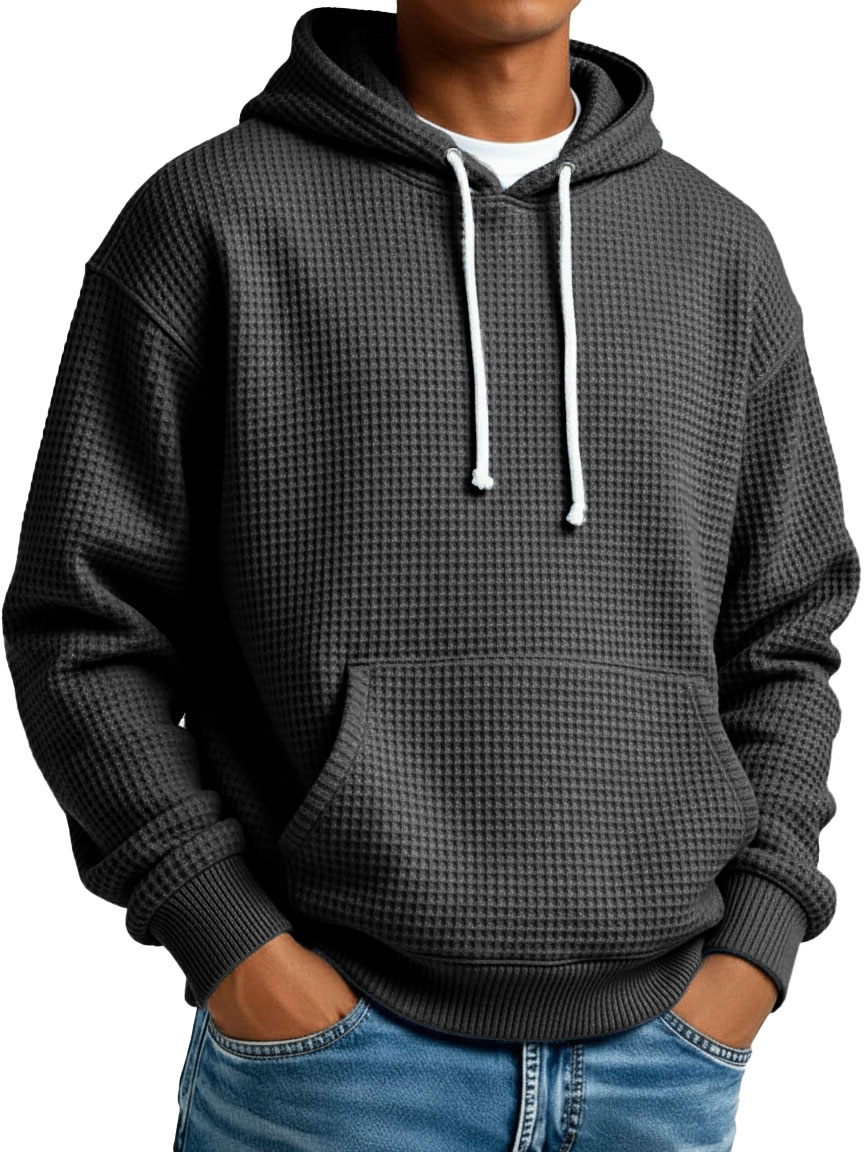 Herren Stylischer Street-Style Waffelstoff Taschen Kapuzenpullover-deurabatt