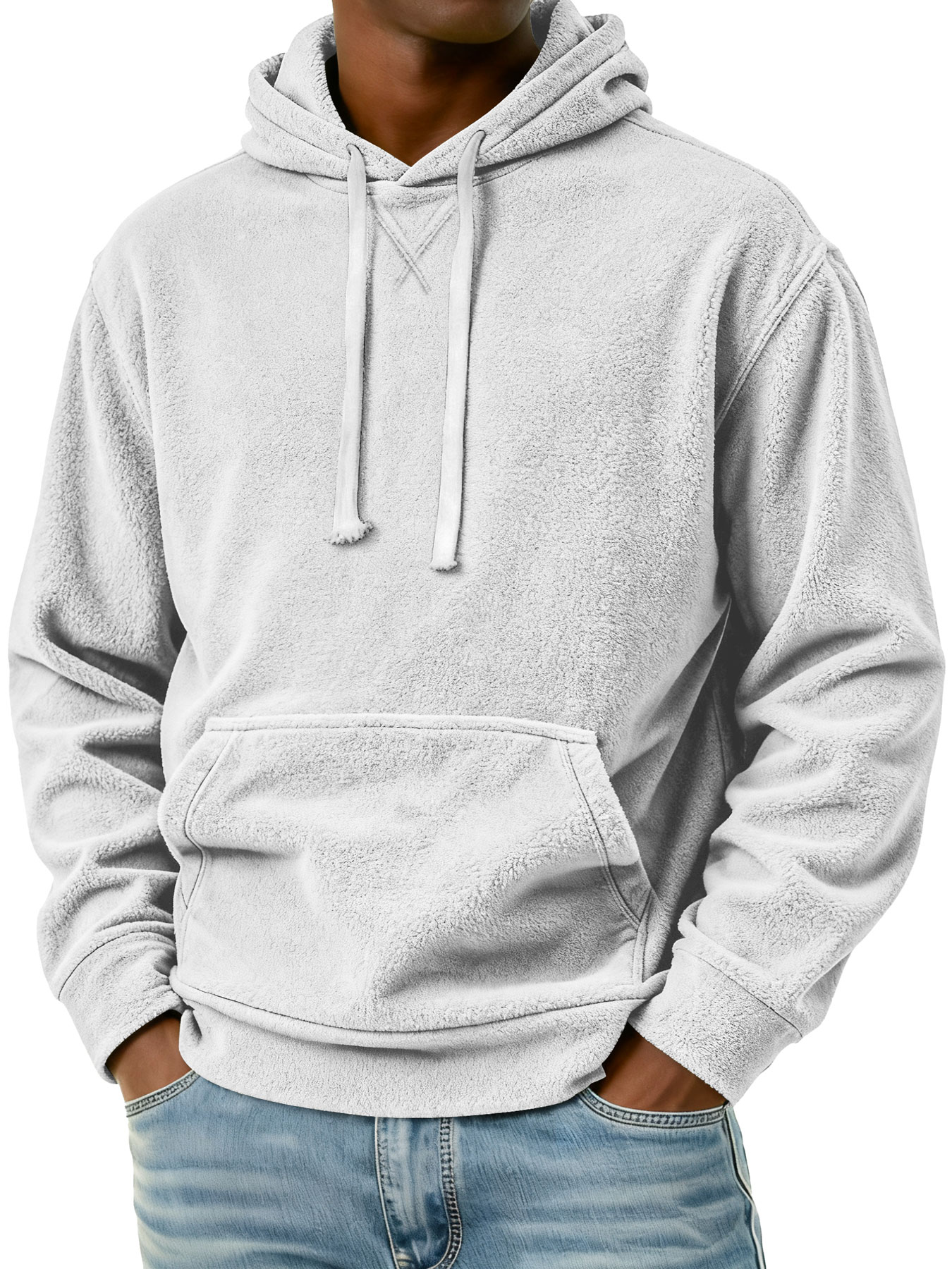 Herren Einfaches Fleece Freizeit Kapuzenpullover mit Taschen-deurabatt