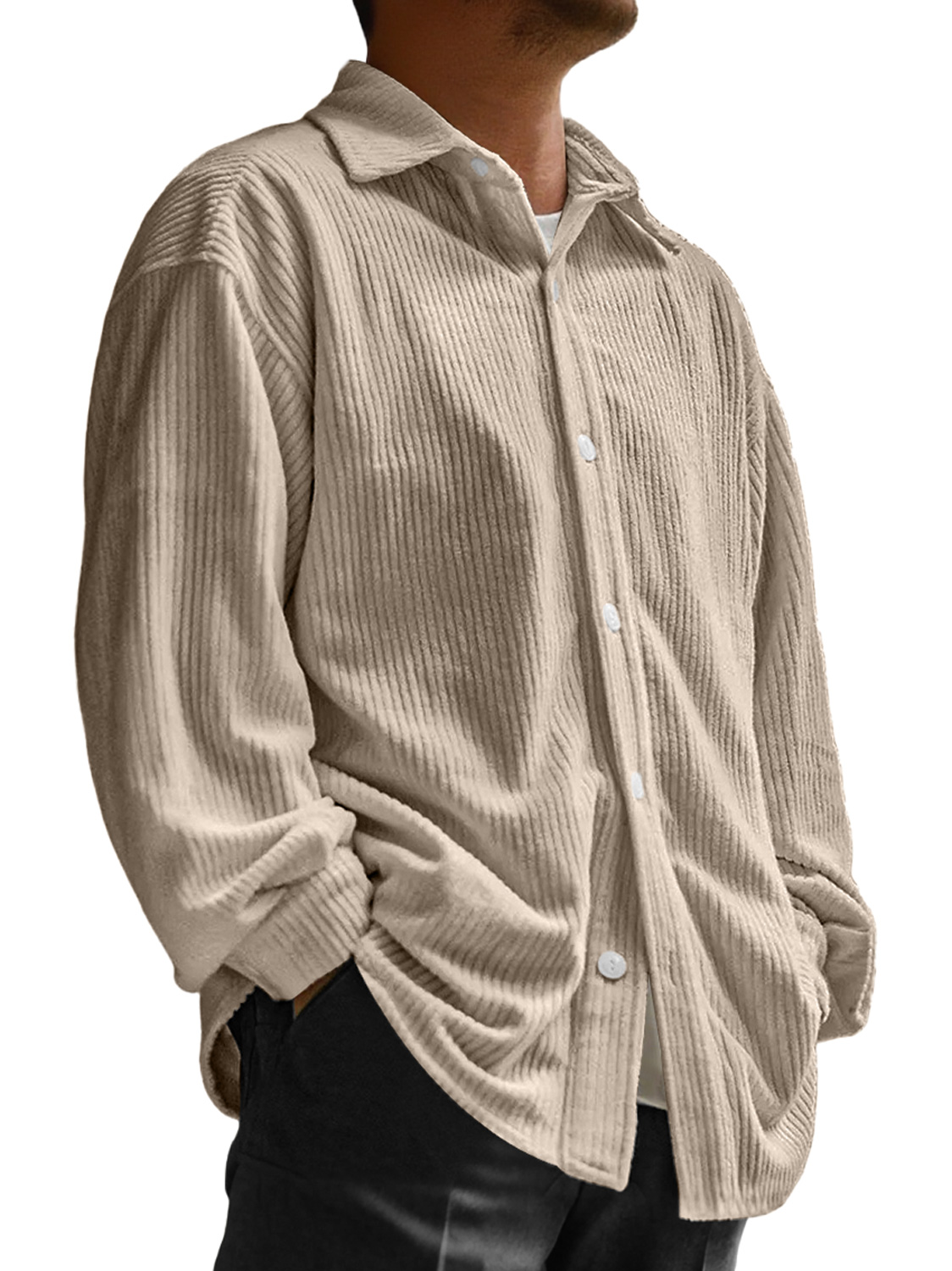 Herren Daily Corduroy Freizeit- und Bequeme Langarmhemd-deurabatt