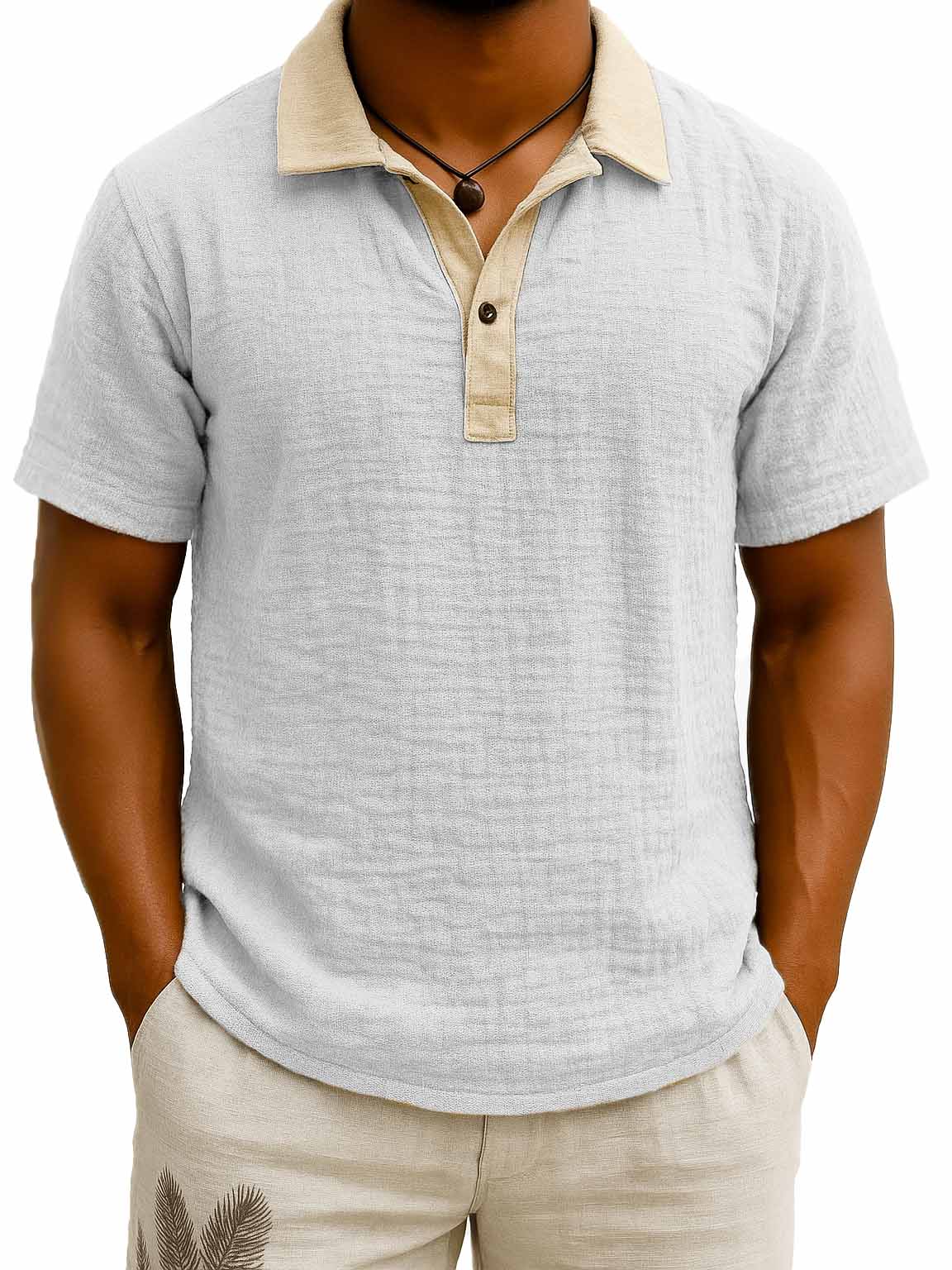 Herrenmode Retro Kontrastfarbe Revers Kurzarm Poloshirt-deurabatt