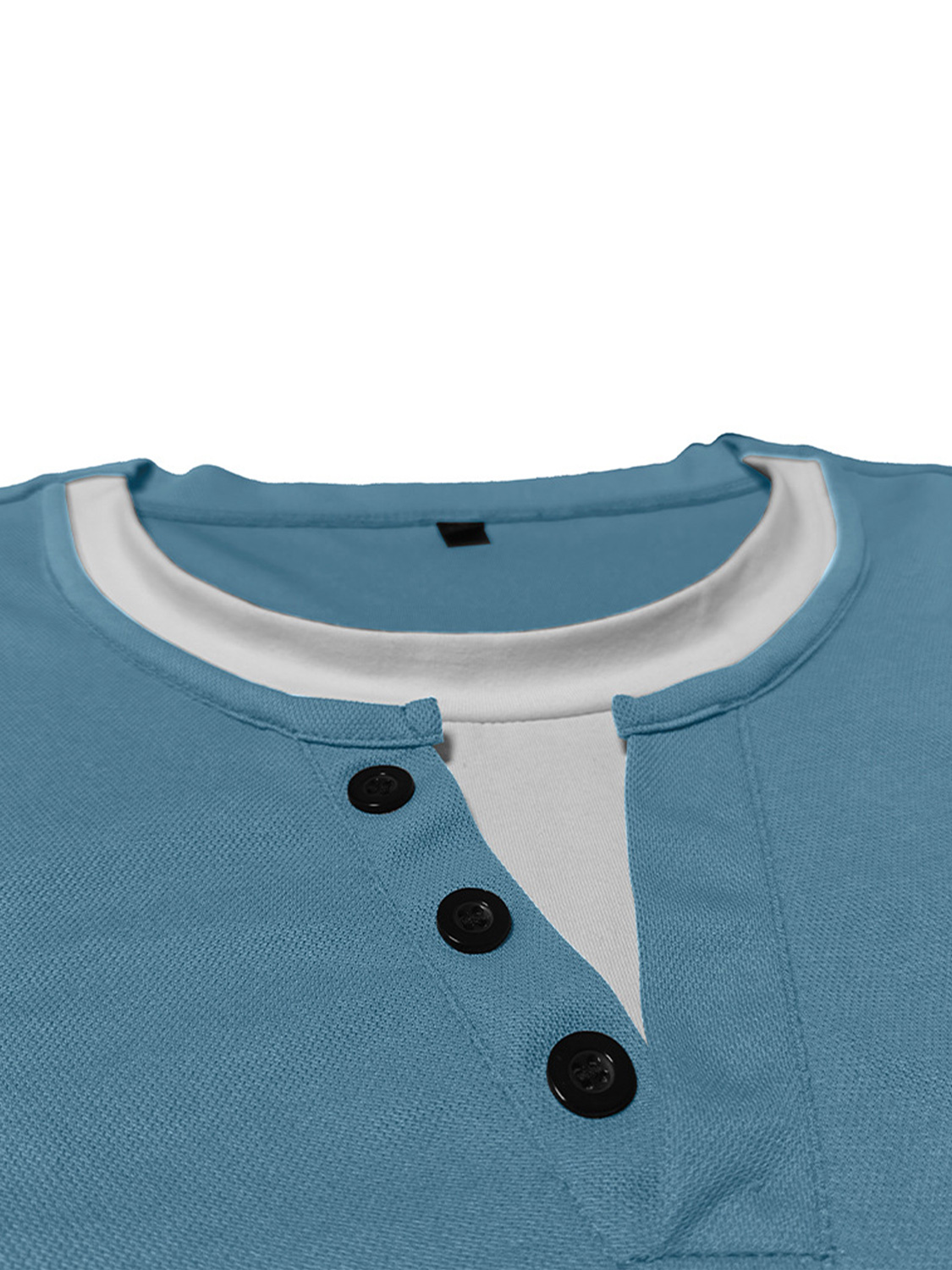 Herren T-Shirt mit doppeltem Kragen, faux Zweiteiler, lässig, langärmlig, mit Seitentaschen-ZierMode