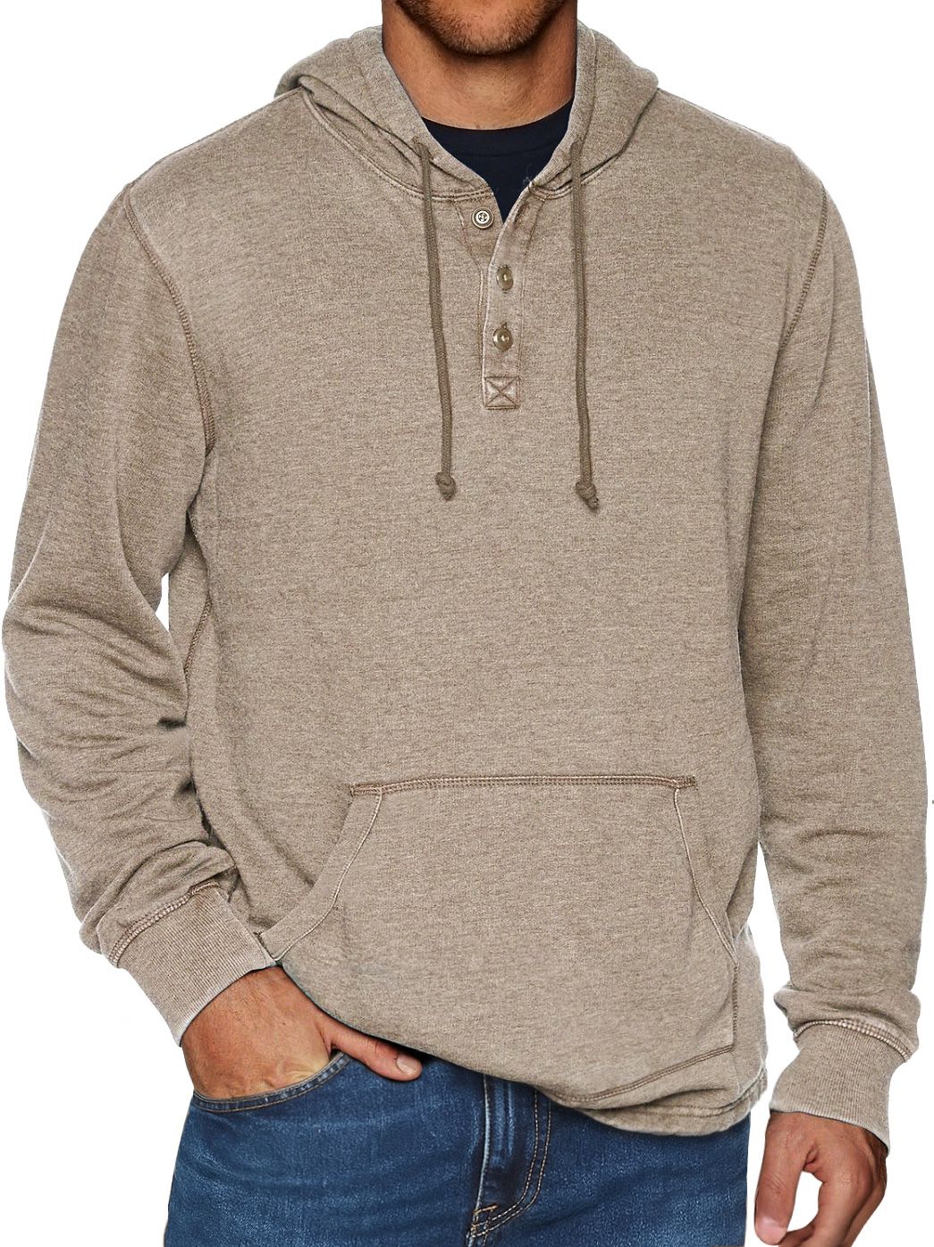 Herren-Alltags-Kapuzenpullover mit Knopfleiste-deurabatt