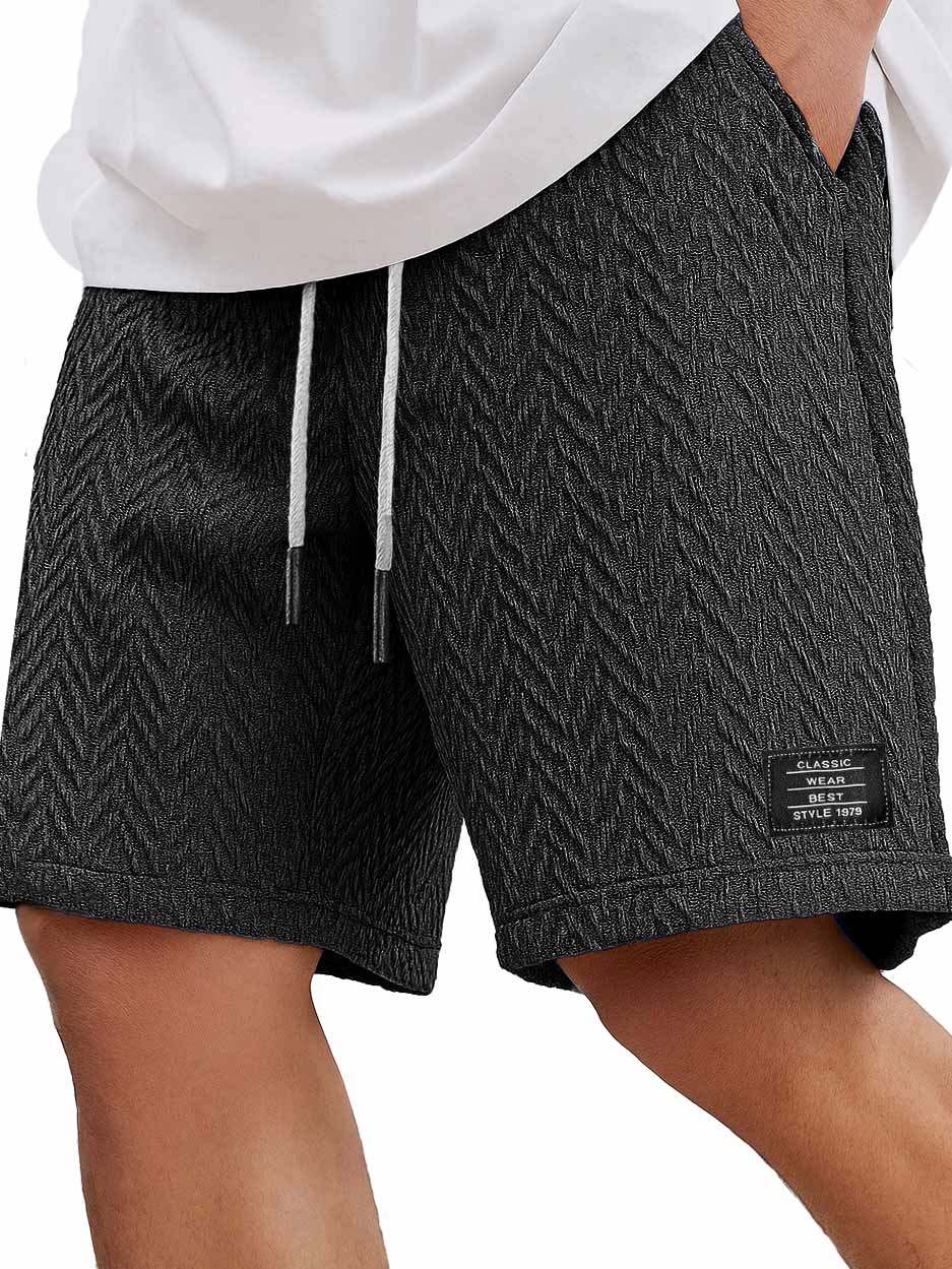 Herrenmode Freizeitliche tägliche strukturierte Stoff bestickte Logo Taschen Shorts-ZierMode