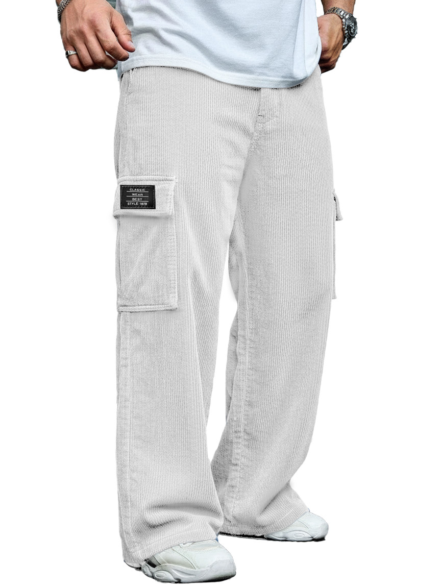 Herren Stilvolle Freizeit Corduroy Tasche Locker sitzende Arbeits Hose-deurabatt