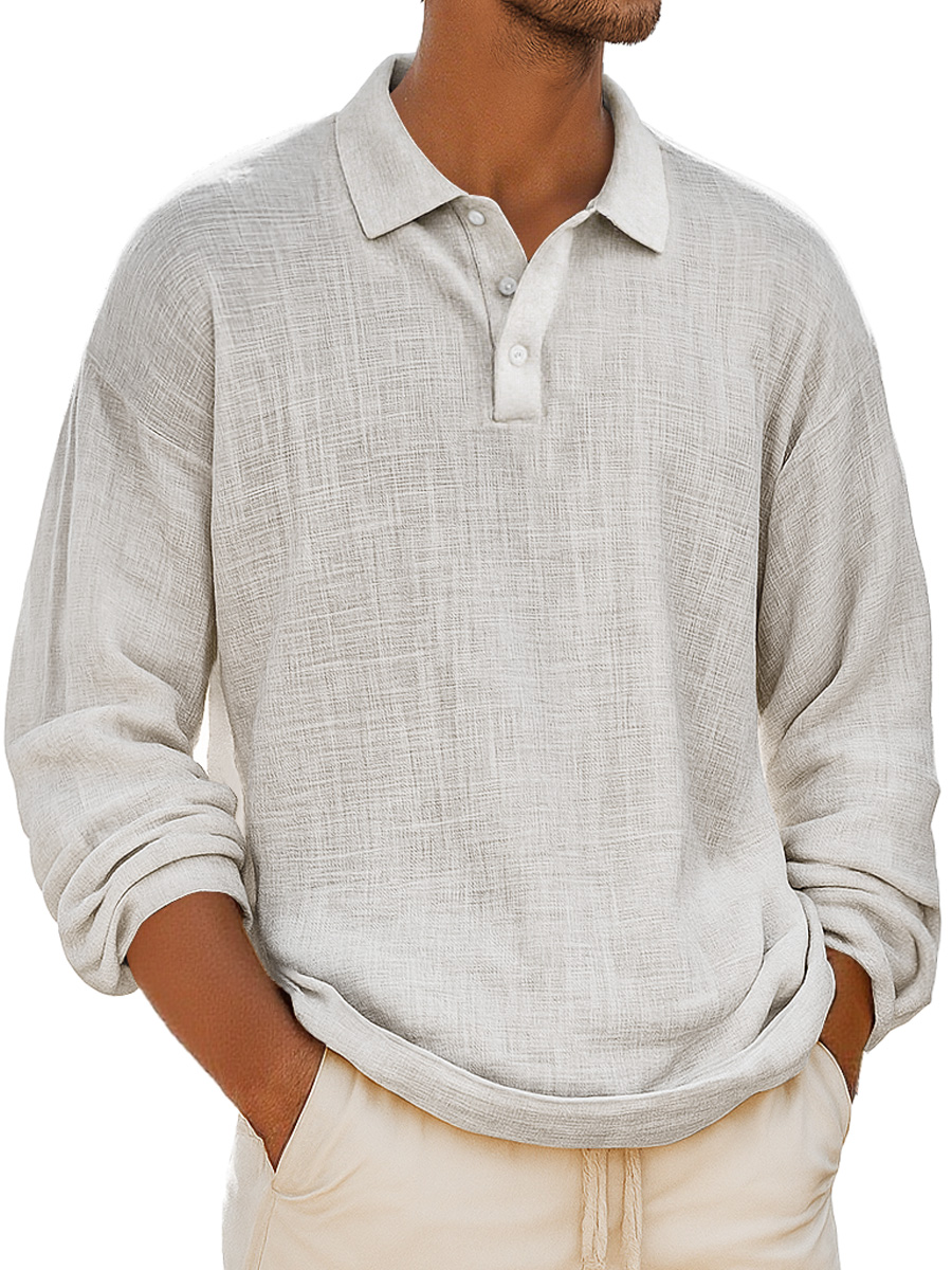 Herren Retro Alltag Kragen Knopf-Down Freizeit Bequem Langarm Polo-Shirt-deurabatt
