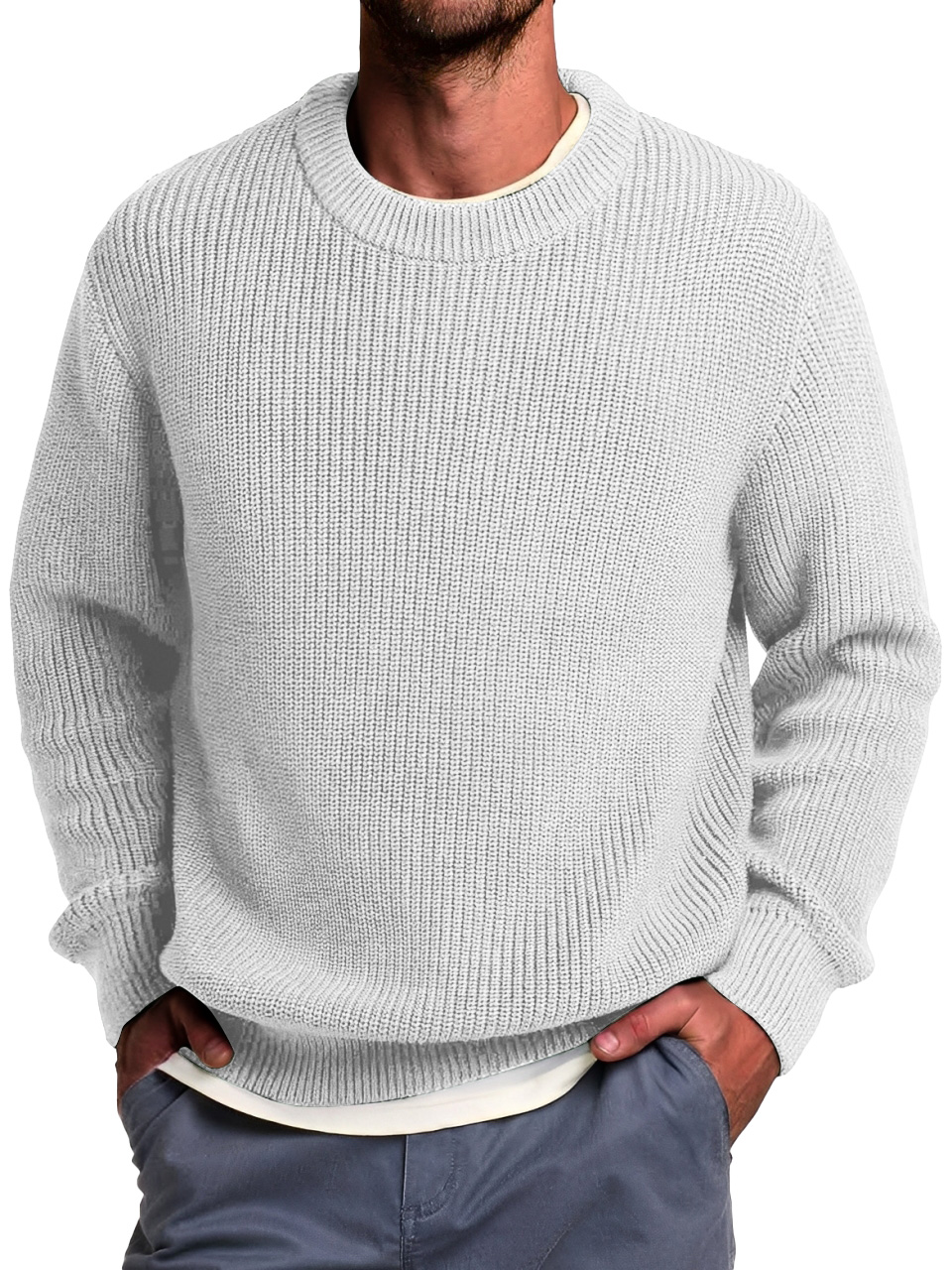 Einfacher und modischer Rundhals-Casual- und bequemer Pullover-deurabatt