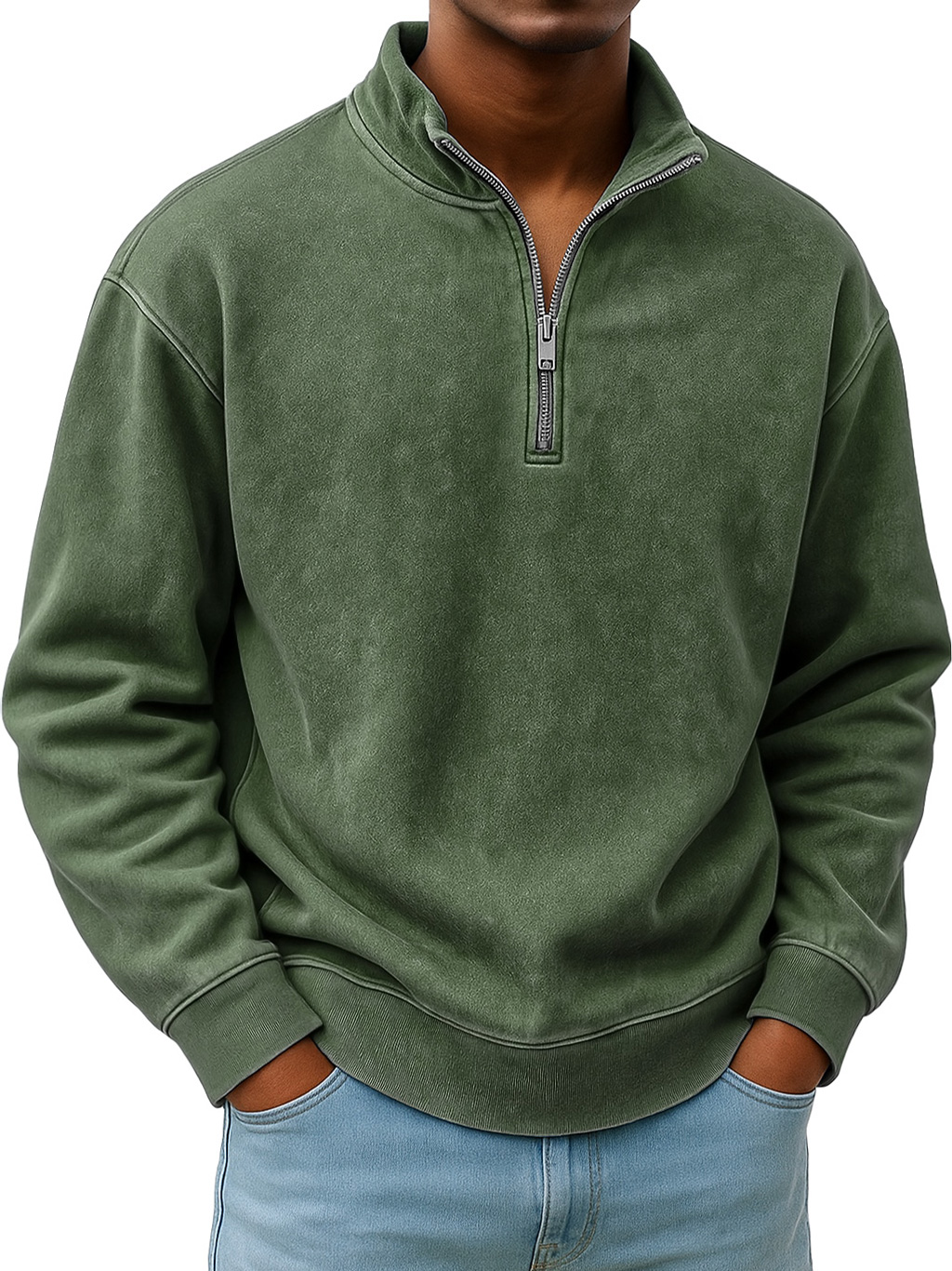 Herren Retro Alltags Stehkragen Reißverschluss Freizeit Sweatshirt-deurabatt