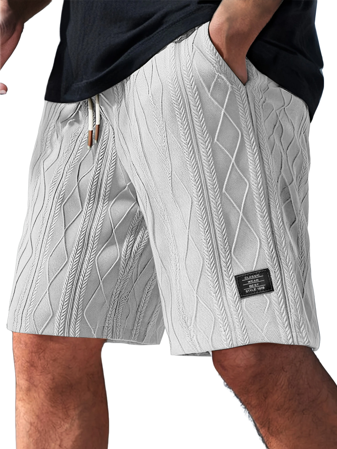 Herren Daily Casual Jacquard Struktur Besticktes Logo Shorts-ZierMode