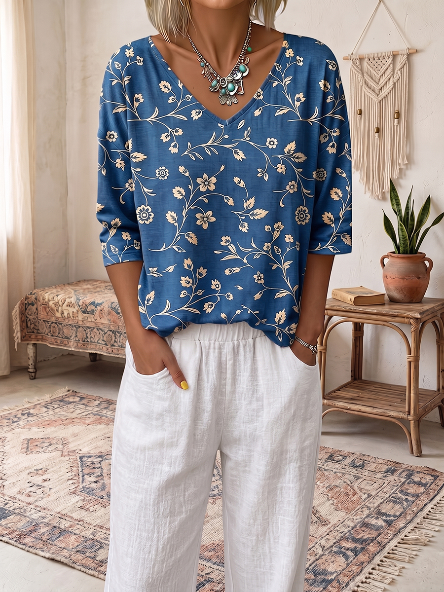 Cozy Colorful Watercolor-print Cotton T-shirt
