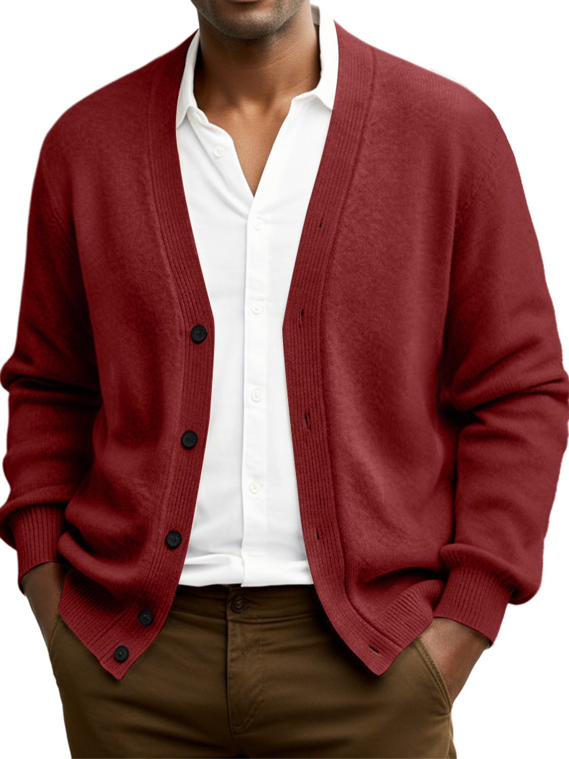 Herren Einfacher Lässiger Lockere Einreiher Pullover Cardigan-deurabatt