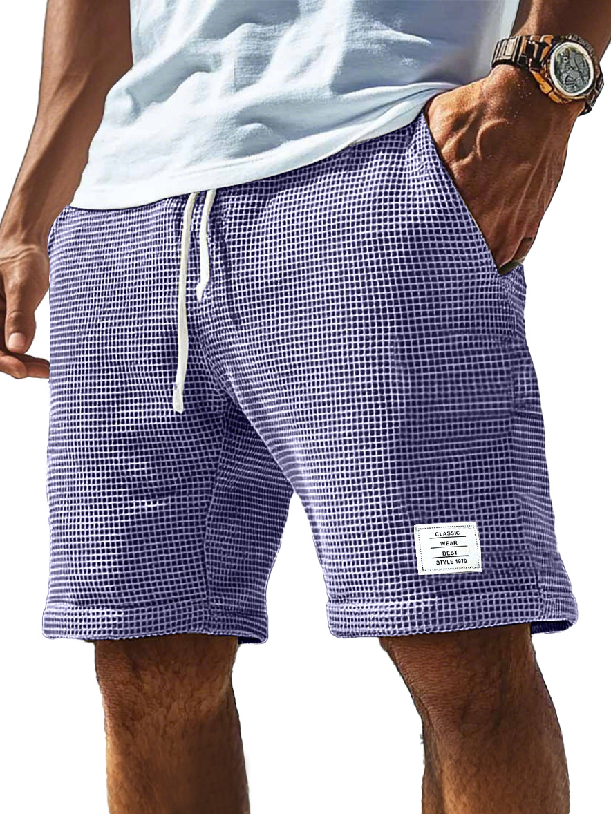 Herren Alltags Waffel Logo Kordelzug Komfort Shorts-ZierMode