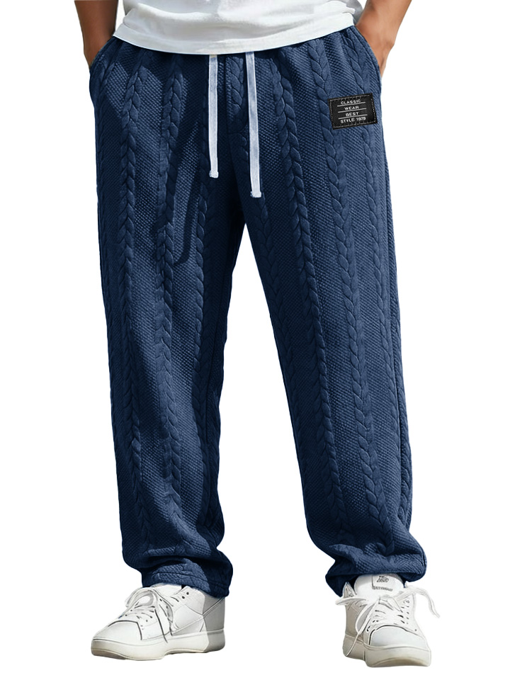 Herren Mode Freizeit Jacquard Stoff Locker sitzende Taschenhose-deurabatt