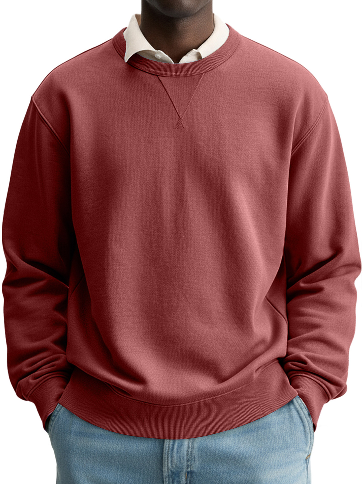 Herren Einfacher Rundhalsausschnitt Lässiger Bequemer Einfarbiger Sweatshirt-deurabatt
