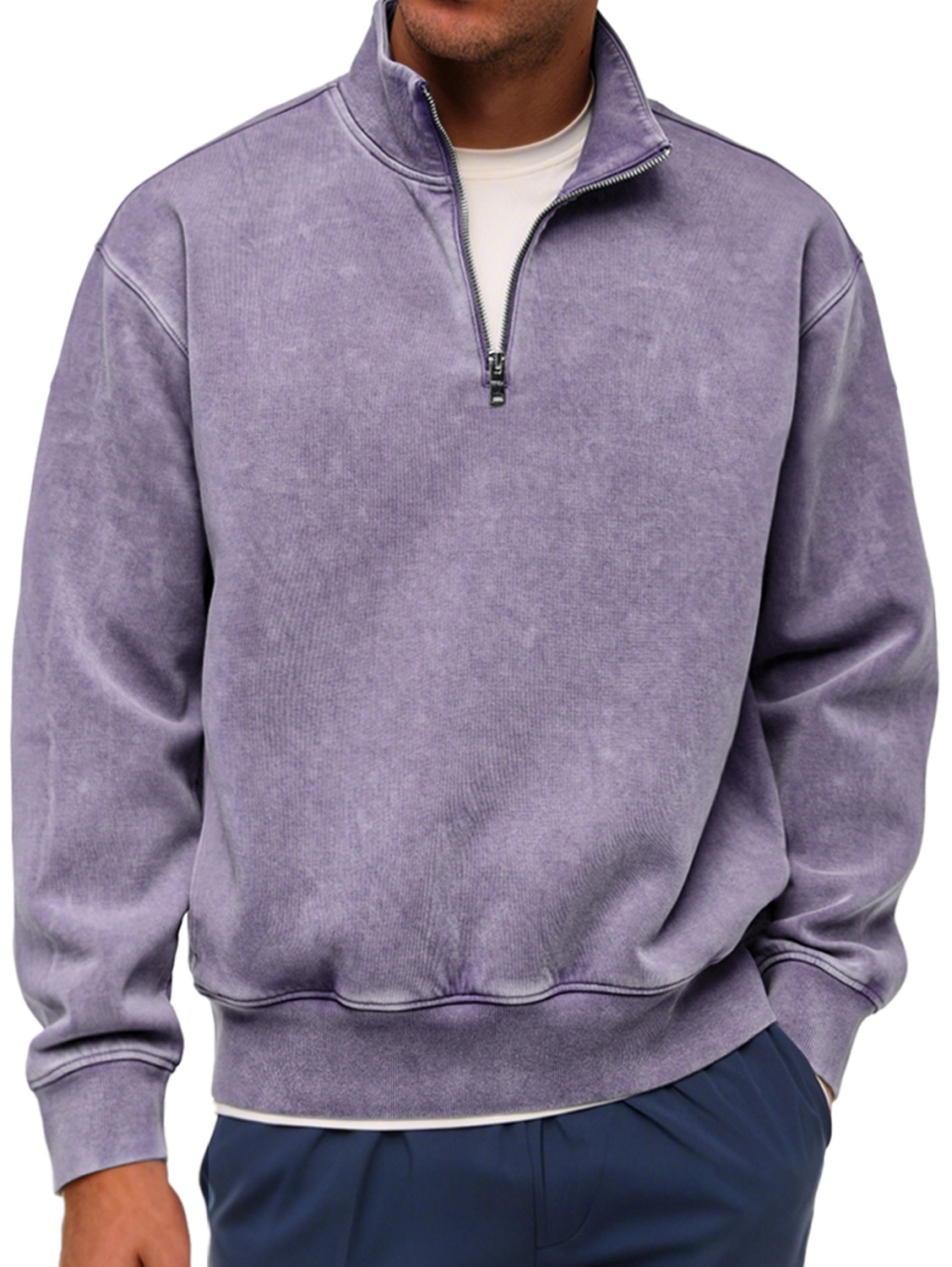 Herren Retro Mode Stehkragen Reißverschluss Lässiger Lockere Sweatshirt-deurabatt