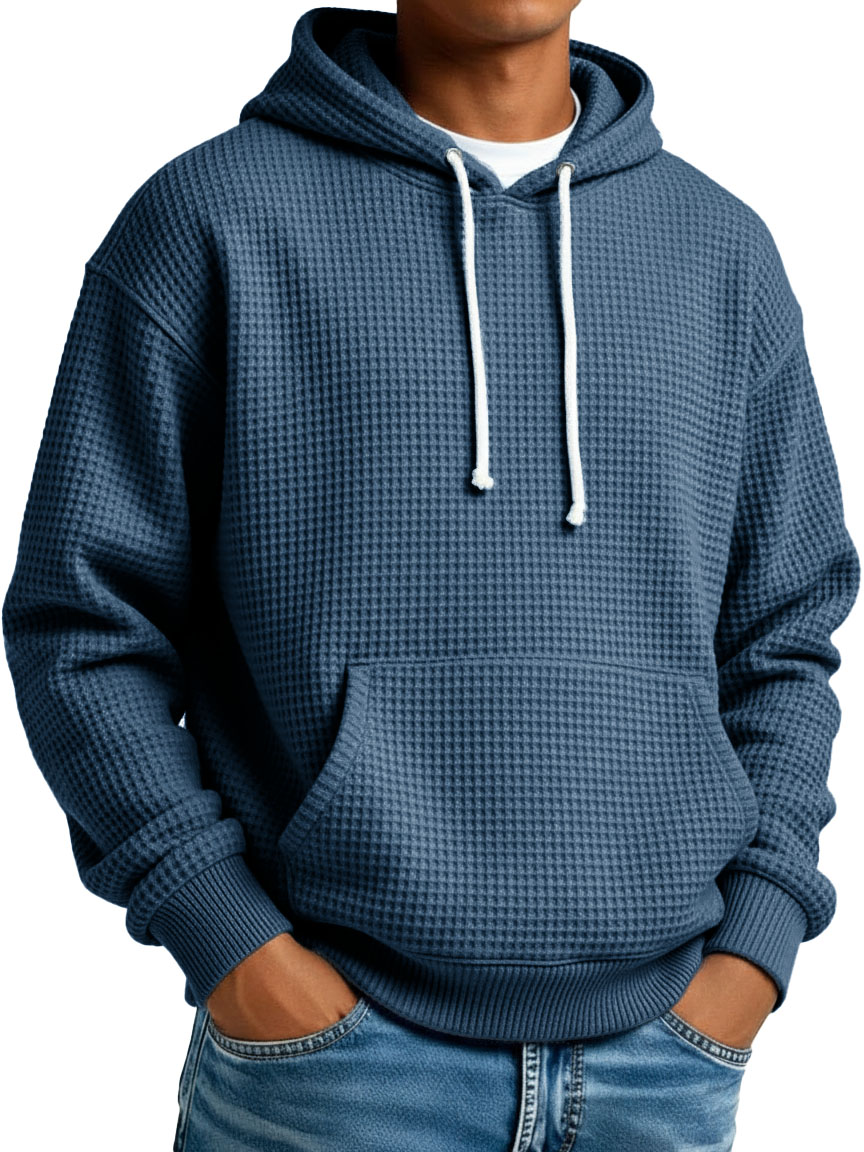 Herren Stylischer Street-Style Waffelstoff Taschen Kapuzenpullover-deurabatt
