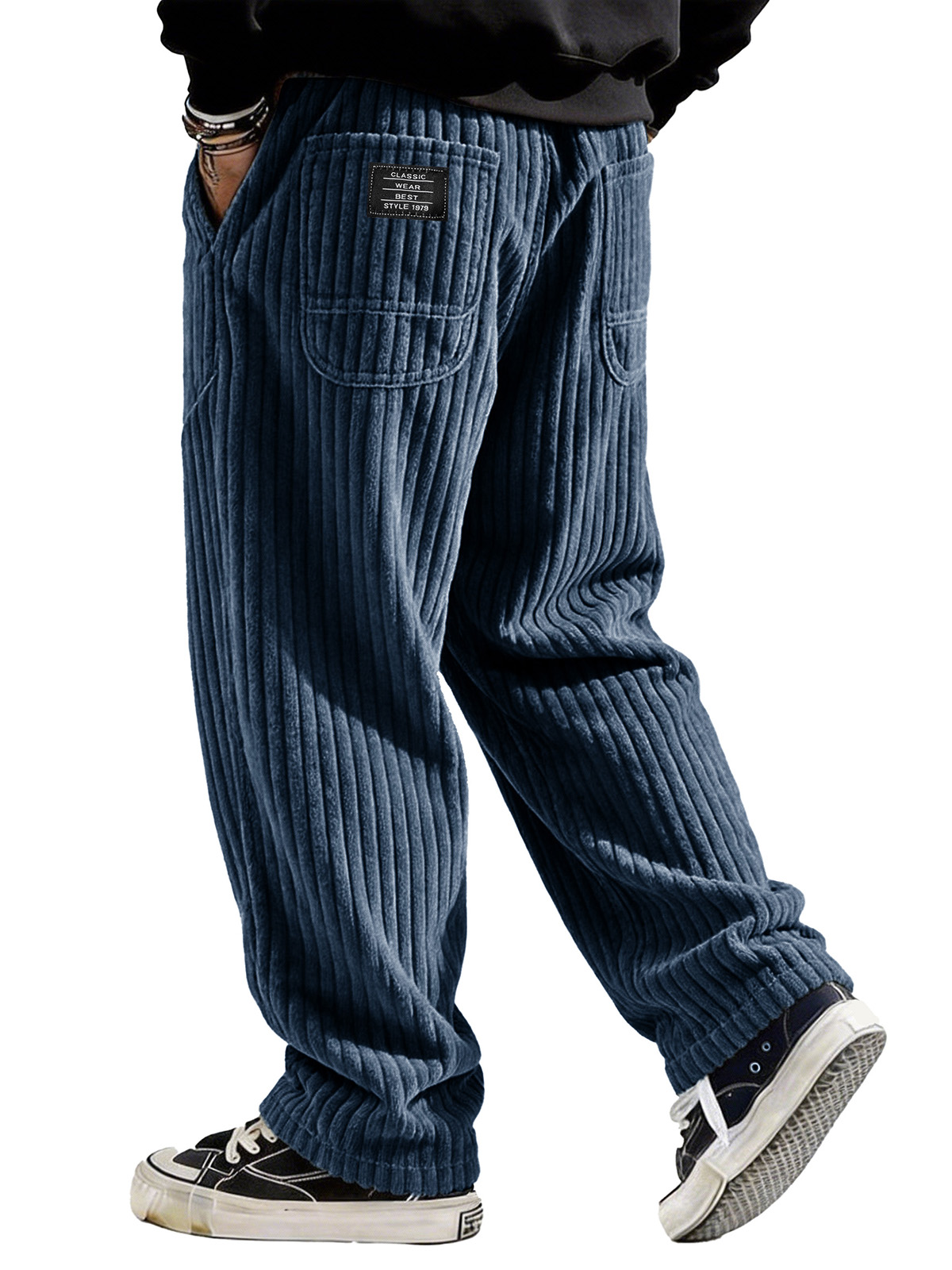 Stylische lässige lockere Cordstoff-Hosen mit Taschen und Tether-deurabatt