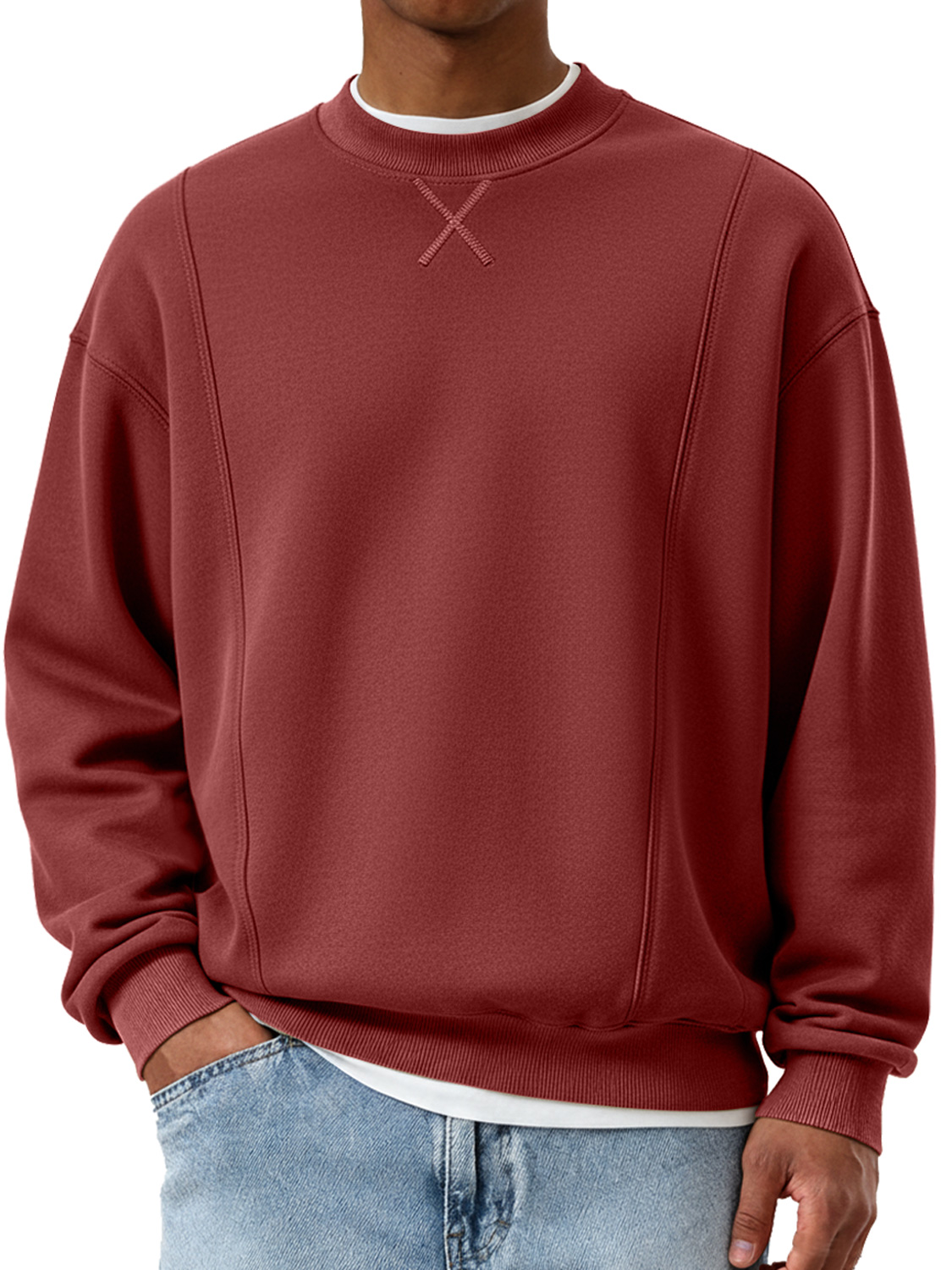 Herren modischer Rundhals-Patchwork-Design lässiger Sweatshirt-deurabatt