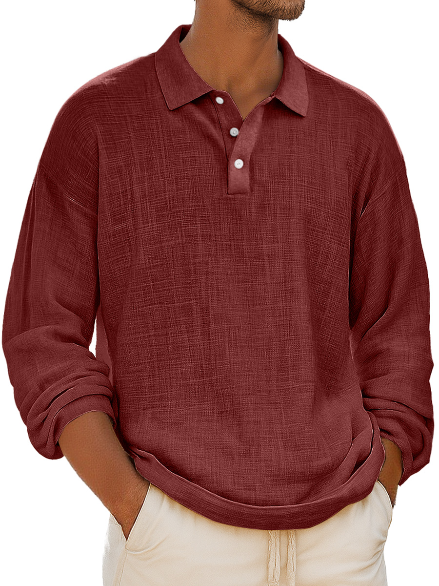 Herren Retro Alltag Kragen Knopf-Down Freizeit Bequem Langarm Polo-Shirt-deurabatt