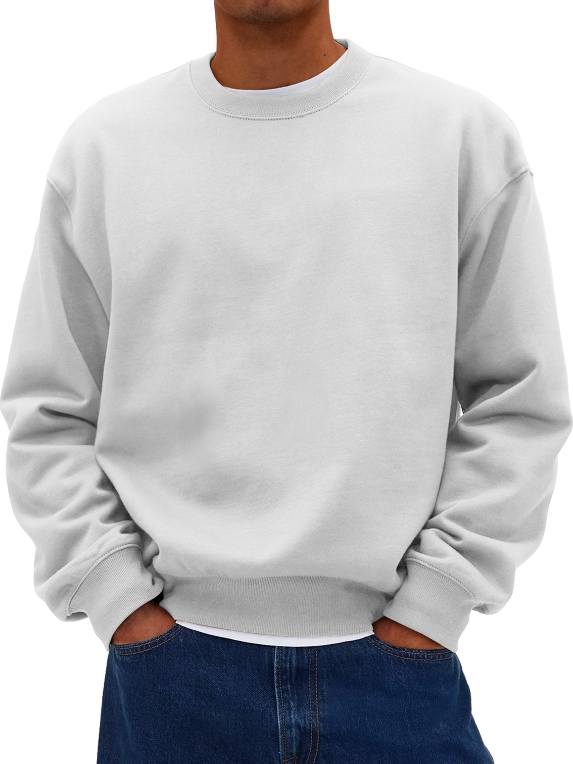 Herren Daily Rundhals Freizeit Baumwolle Einfarbig Sweatshirt-deurabatt