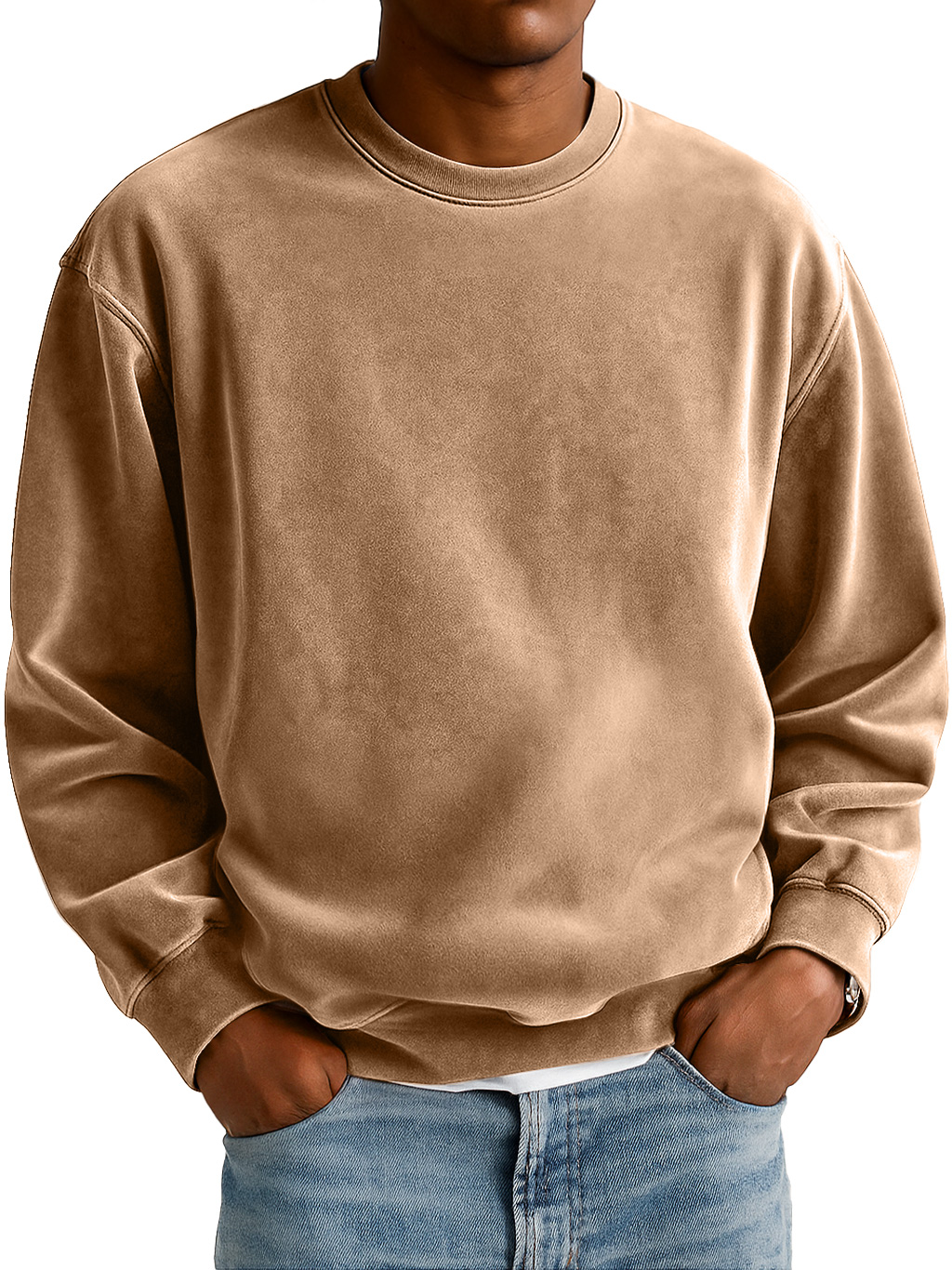 Herren Alltag Wildleder Rundhals Freizeit Komfort Sweatshirt-deurabatt