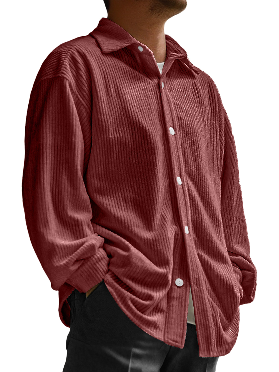 Herren Daily Corduroy Freizeit- und Bequeme Langarmhemd-deurabatt