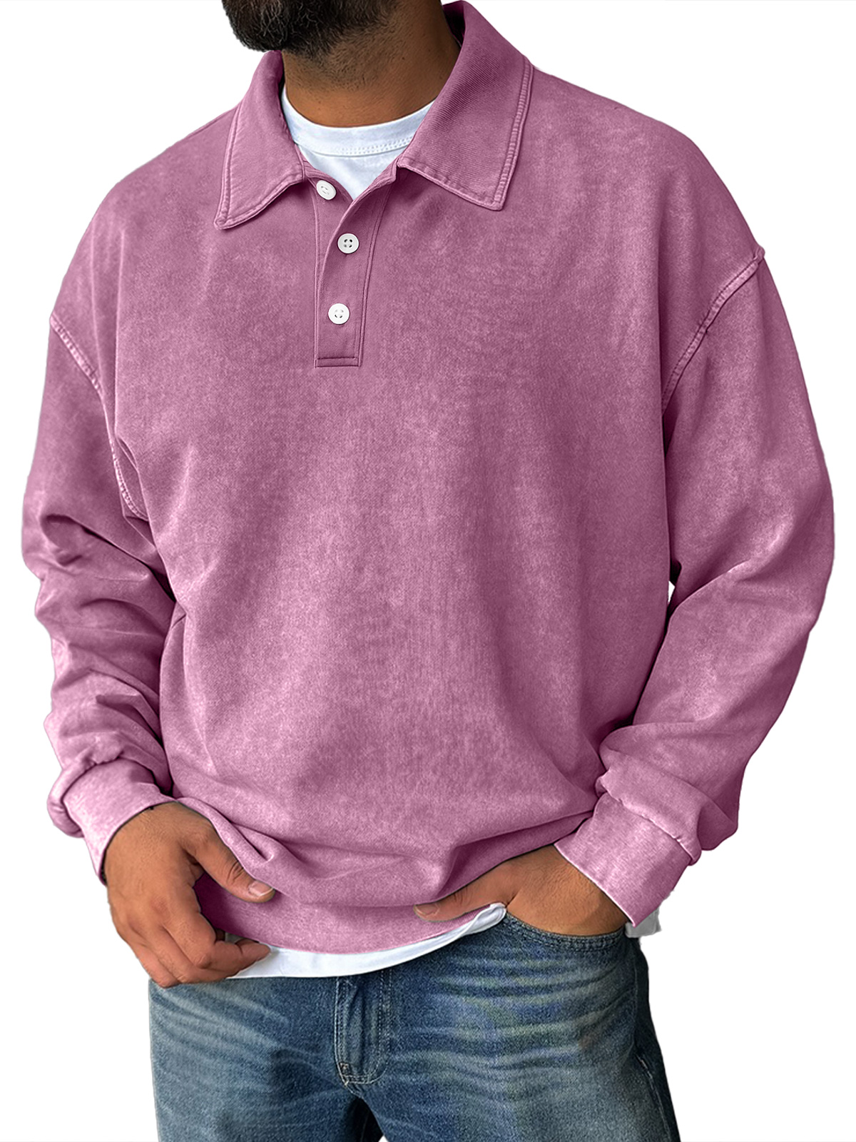 Herren Retro Alltagskragen Button-Down Bequemer Sweatshirt-deurabatt