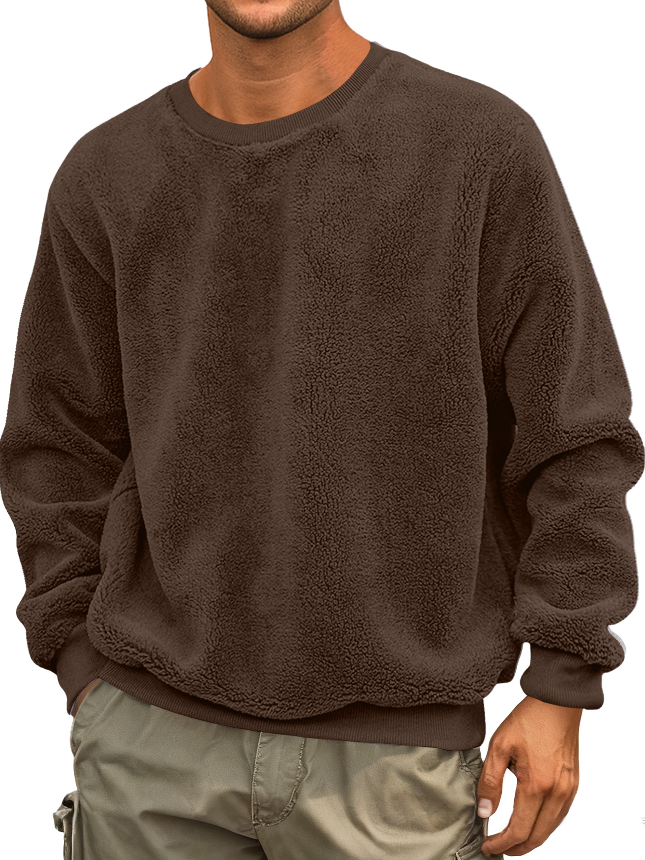 Herren Rundhals Doppelgesicht Samt Einfach Lässig Sweatshirt-deurabatt
