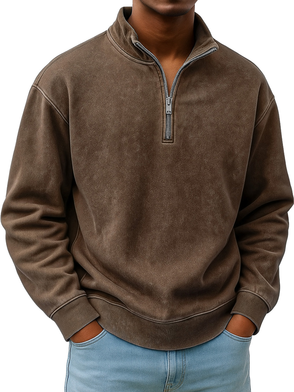 Herren Retro Alltags Stehkragen Reißverschluss Freizeit Sweatshirt-deurabatt