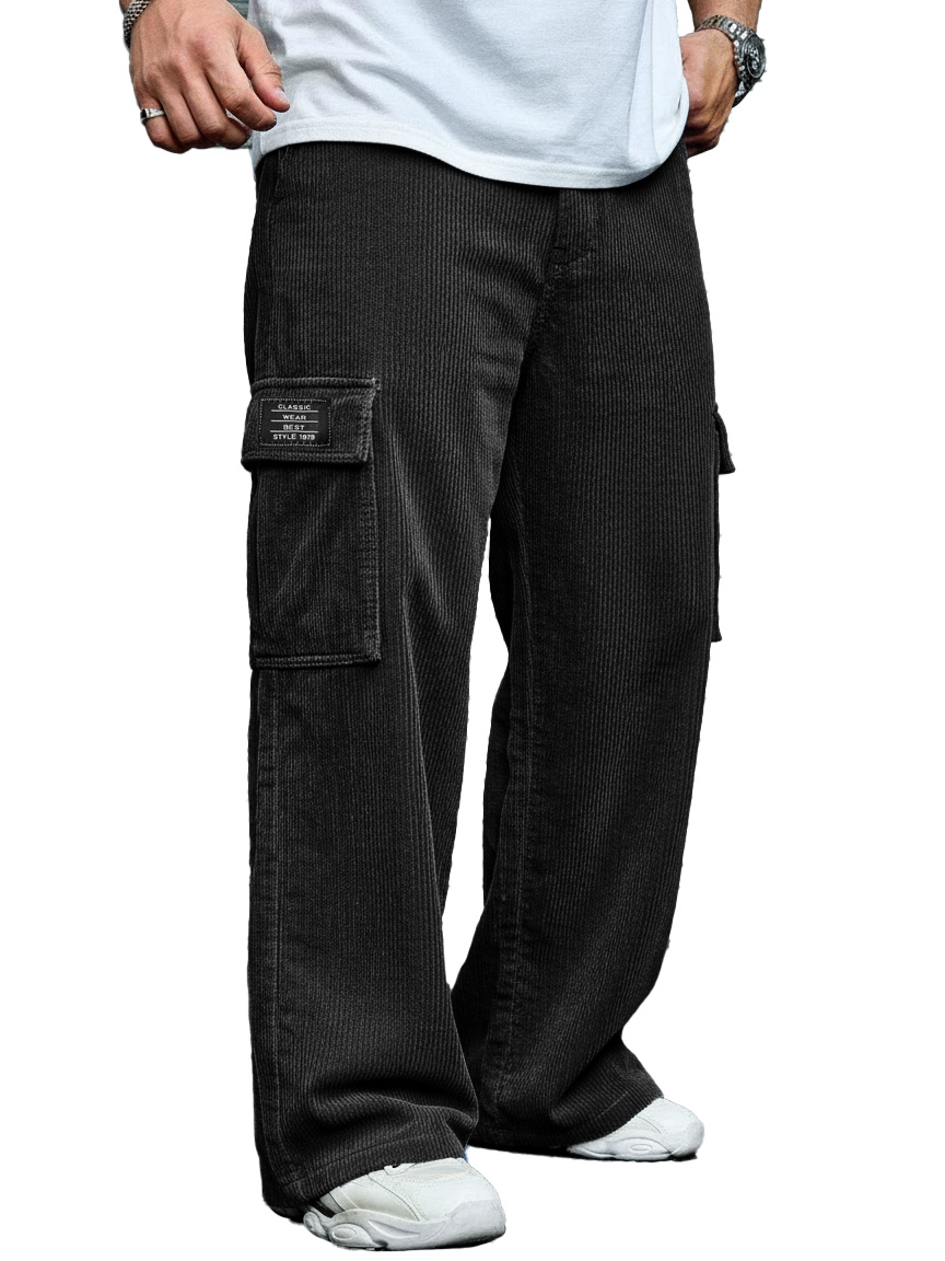 Herren Stilvolle Freizeit Corduroy Tasche Locker sitzende Arbeits Hose-deurabatt