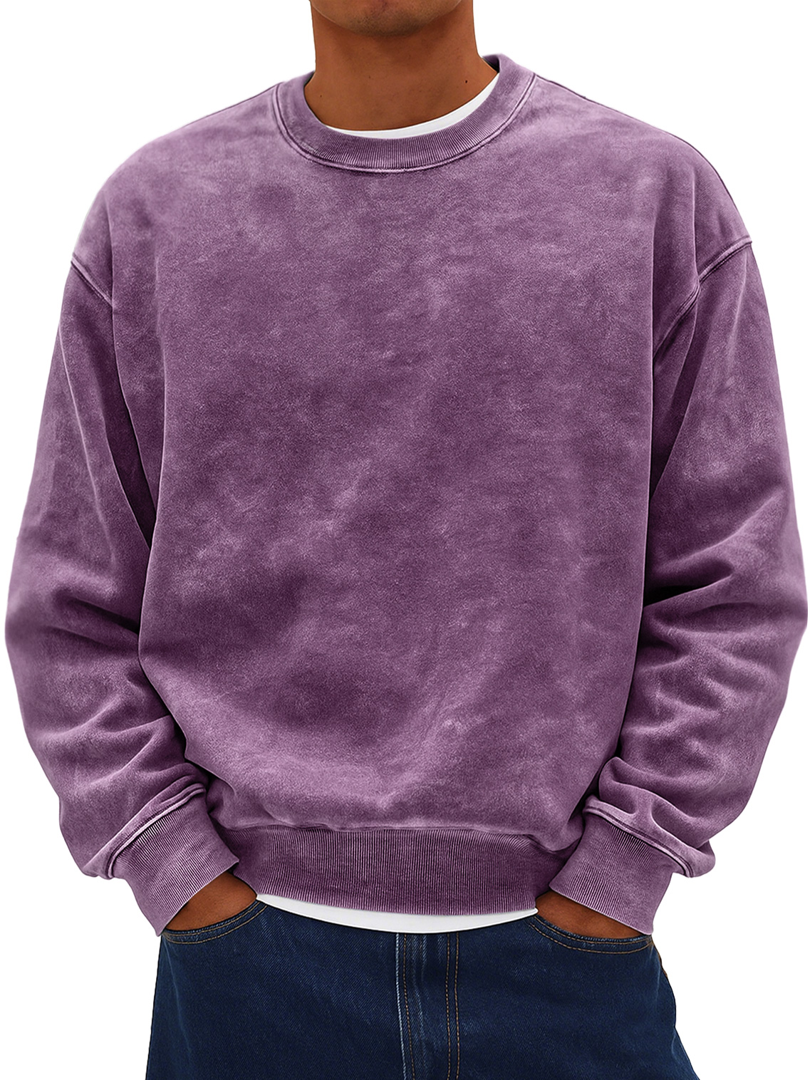 Herren Retro Daily Rundhals Baumwolle gewaschen abgenutzter Sweatshirt-deurabatt