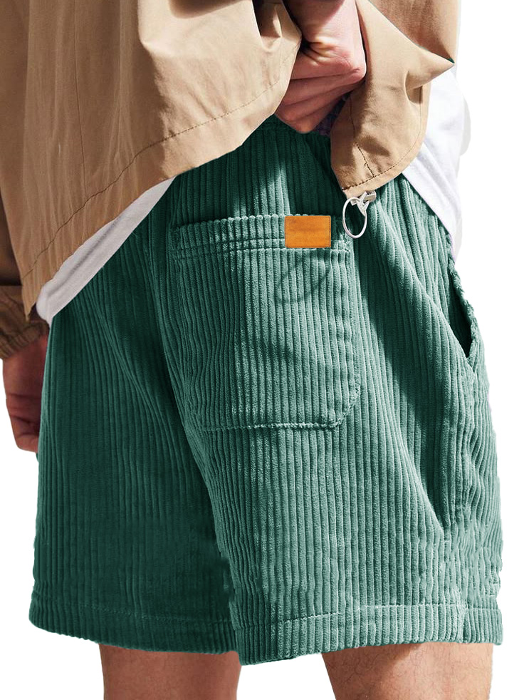 Herrenmode Freizeit Corduroy Logo Bestickte Shorts-ZierMode