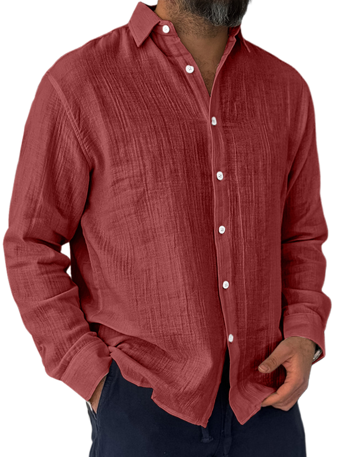 Herren Alltags Falten Freizeit Bequeme Langarmshirt-deurabatt