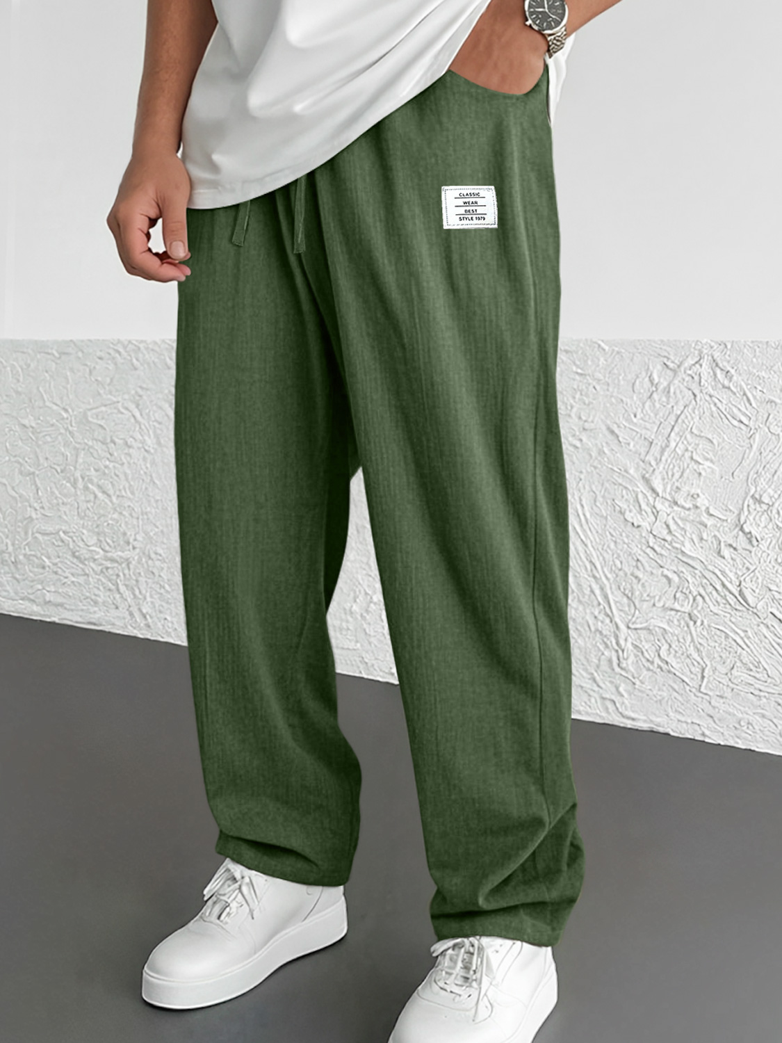 Herren Alltags Freizeit Bestickte Logo Einfarbige Komforthose-deurabatt