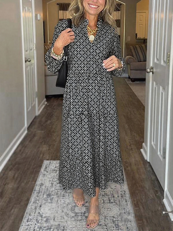 NEW🔥 V Neck Vintage Printed Maxi Dress