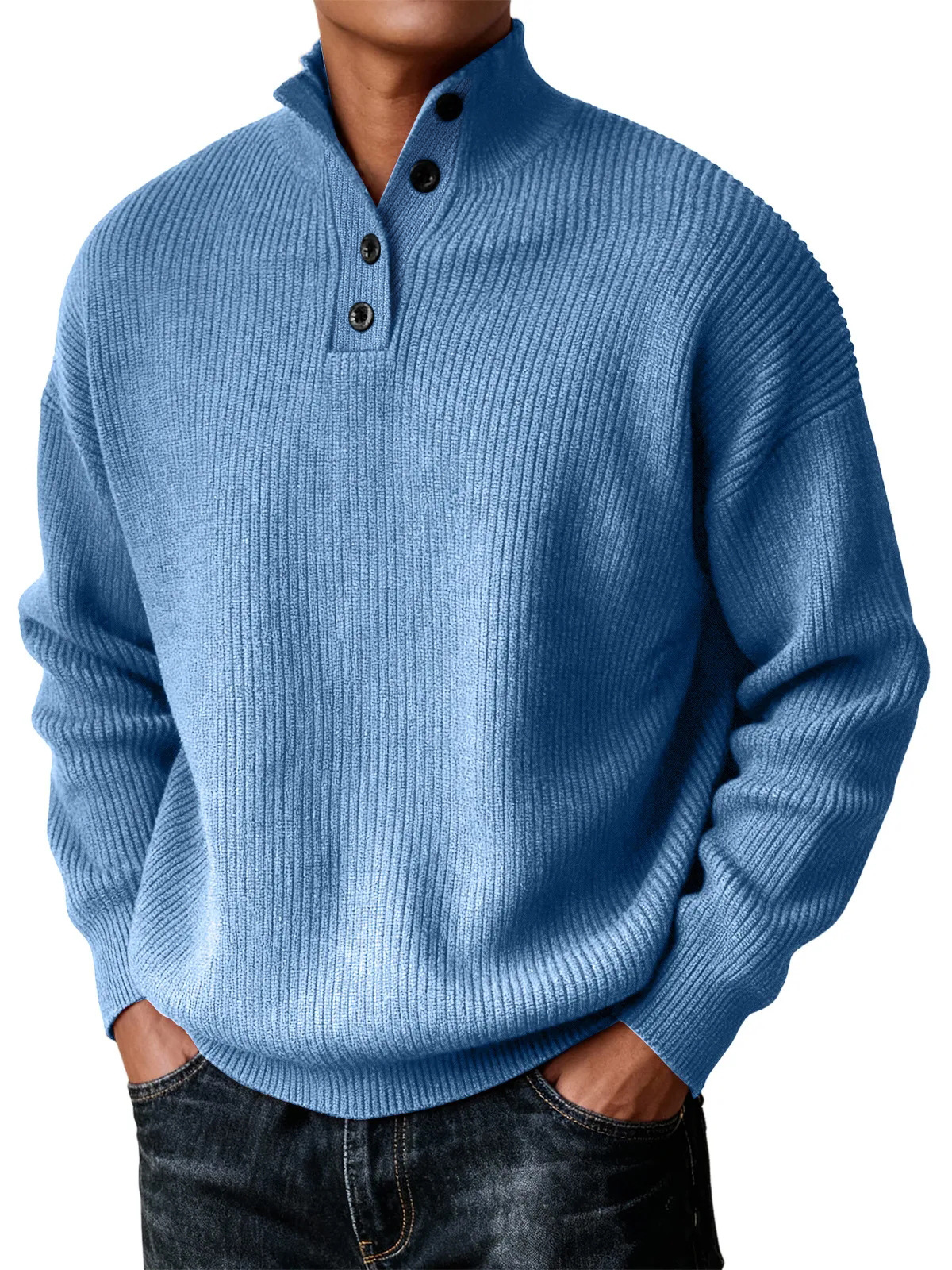 Herren Strickpullover, lässiger und vielseitiger Stehkragenpullover-deurabatt