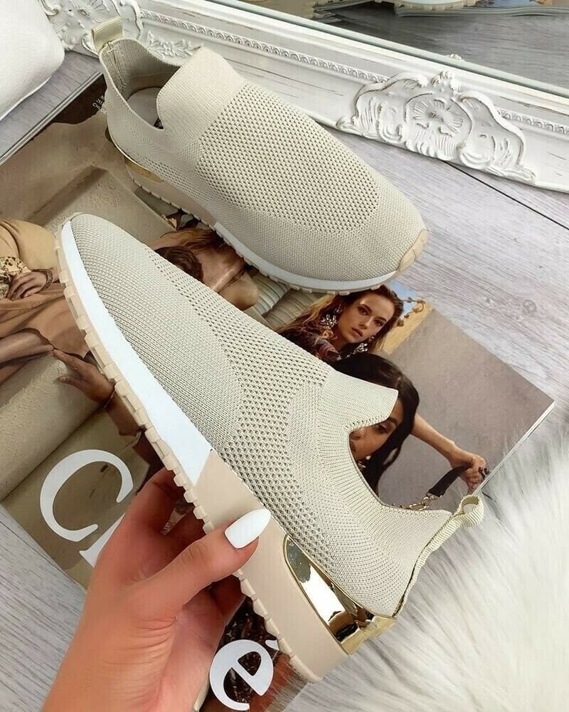Elegante elastische Slip-On-Flachschuhe-deurabatt