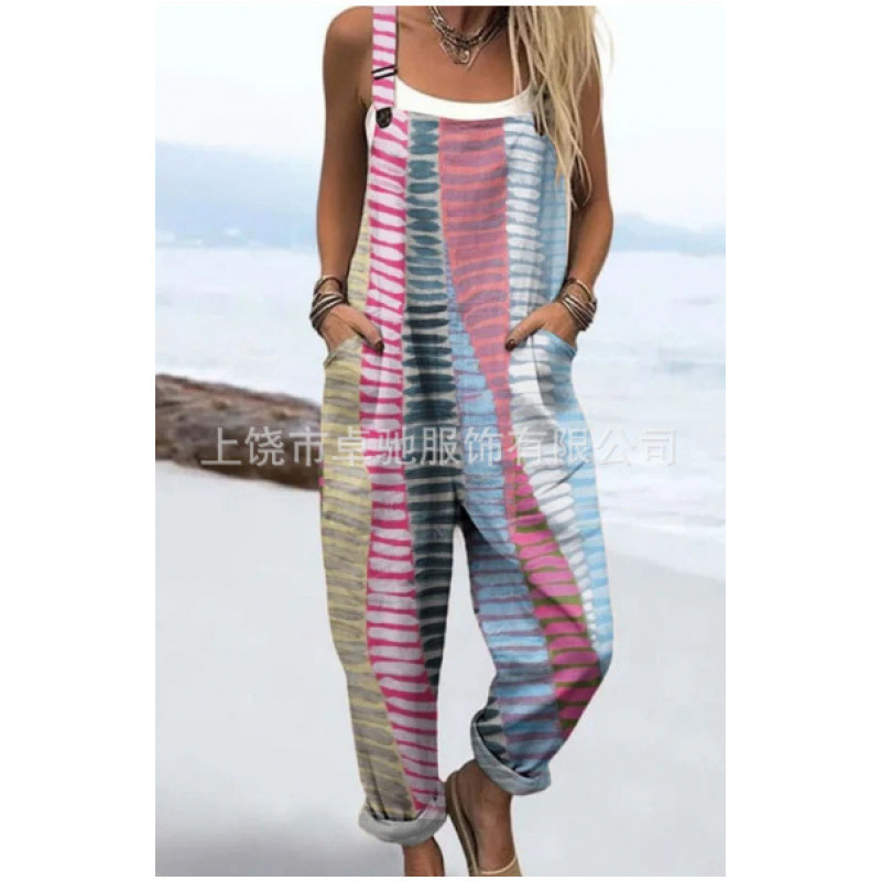 Bedruckter lockerer Overall | Damen Casual Ärmelloser Jumpsuit