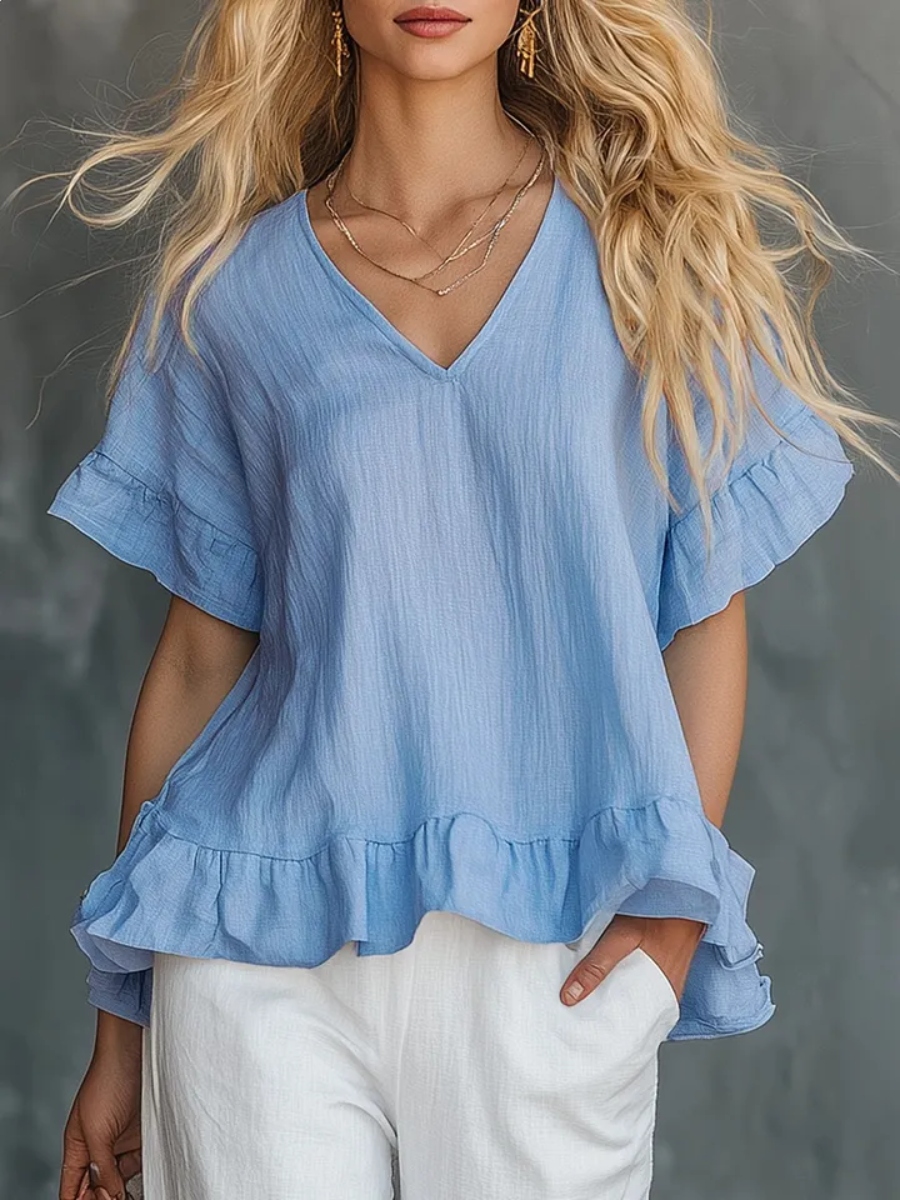NEW ARRIVALS🔥 Women's Cozy Ruffled Cotton Shirt Top