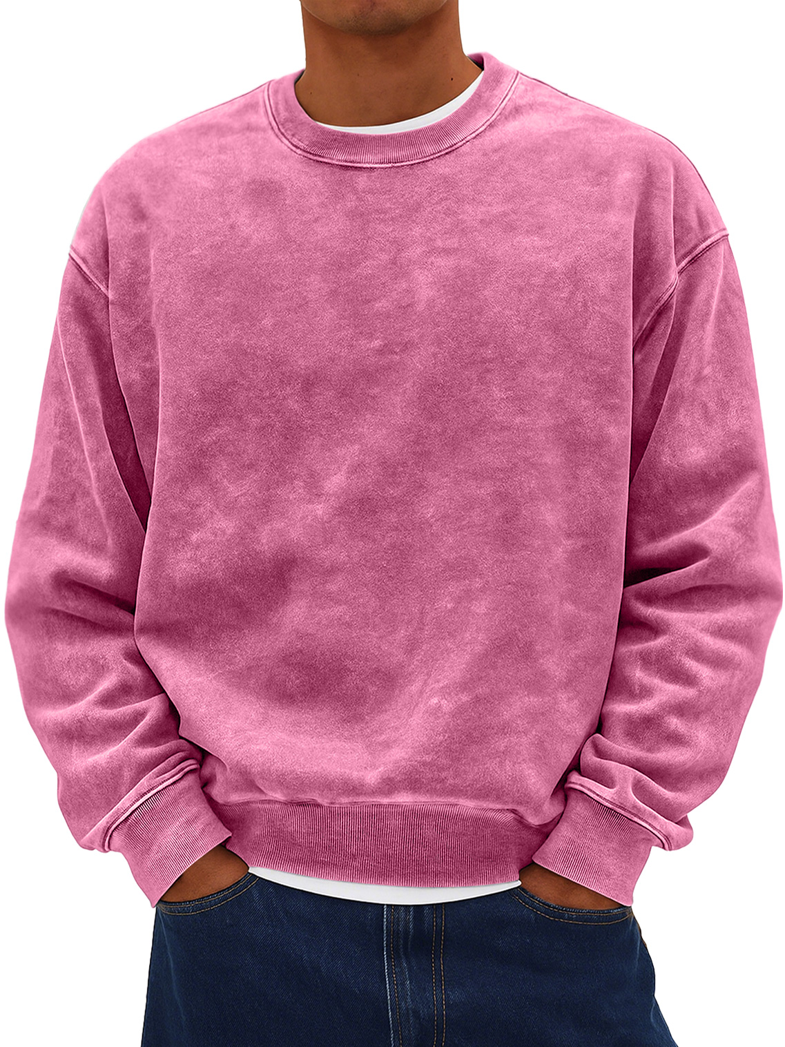 Herren Retro Daily Rundhals Baumwolle gewaschen abgenutzter Sweatshirt-deurabatt