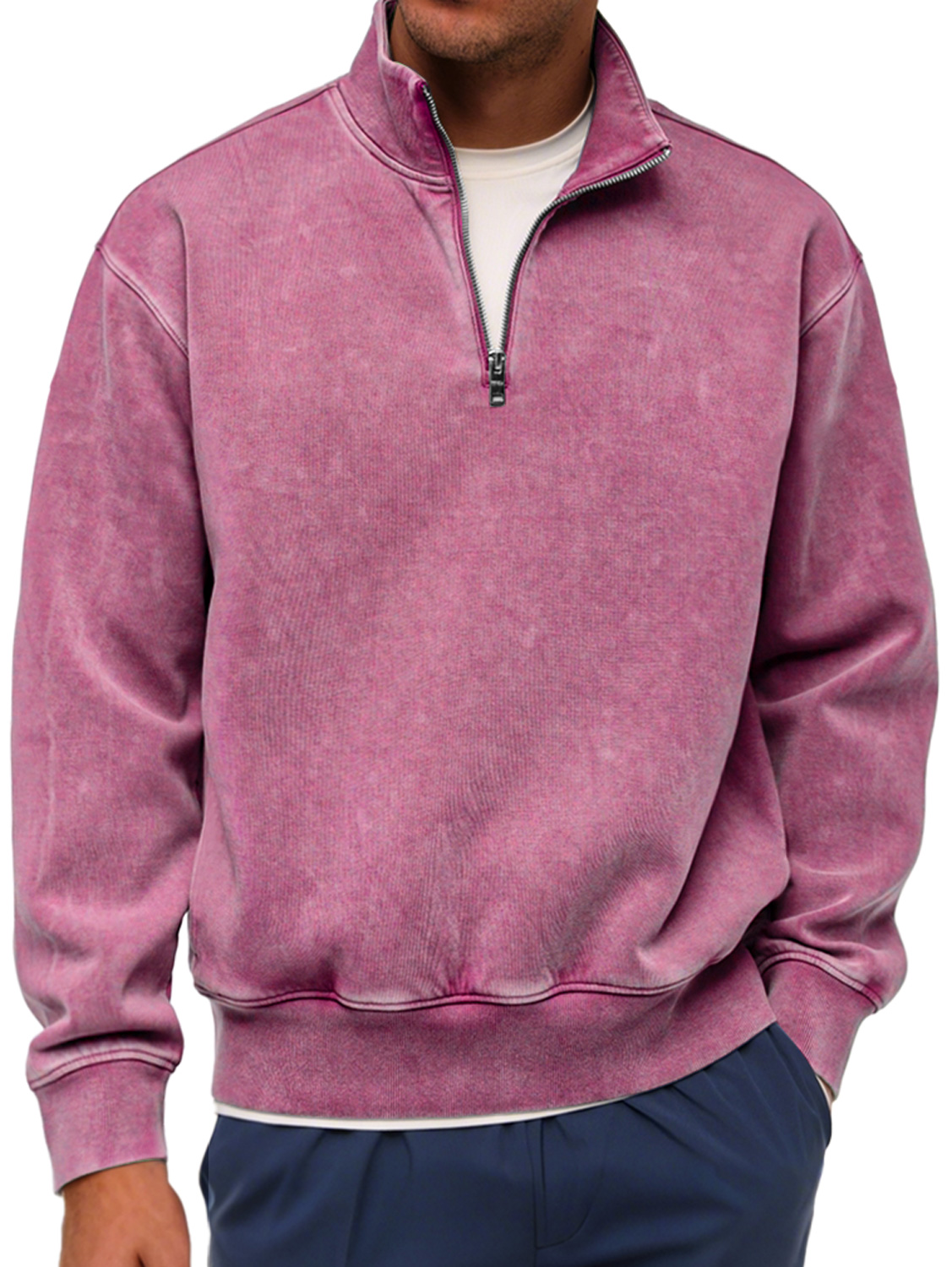 Herren Retro Mode Stehkragen Reißverschluss Lässiger Lockere Sweatshirt-deurabatt